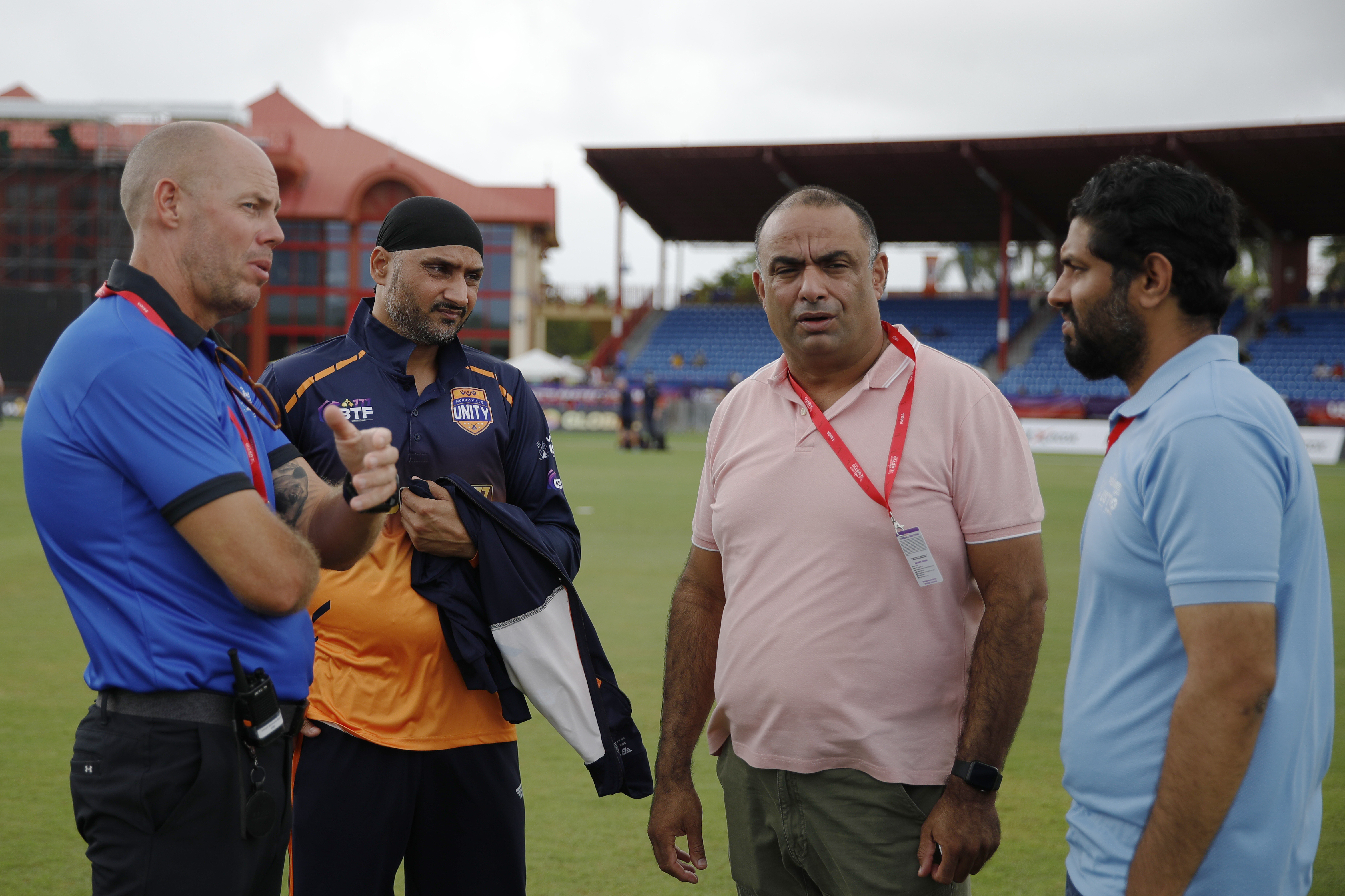 Rajeev Khanna appointed as COO of T10 Global discussing during match 7 of the US Masters T10 League between the Morrisville Unity and the Atlanta Riders at the Central Broward Park in Lauderhill, Florida on the 20 August 2023Photo by Saikat Das / ACEIMAGES for US Masters T10