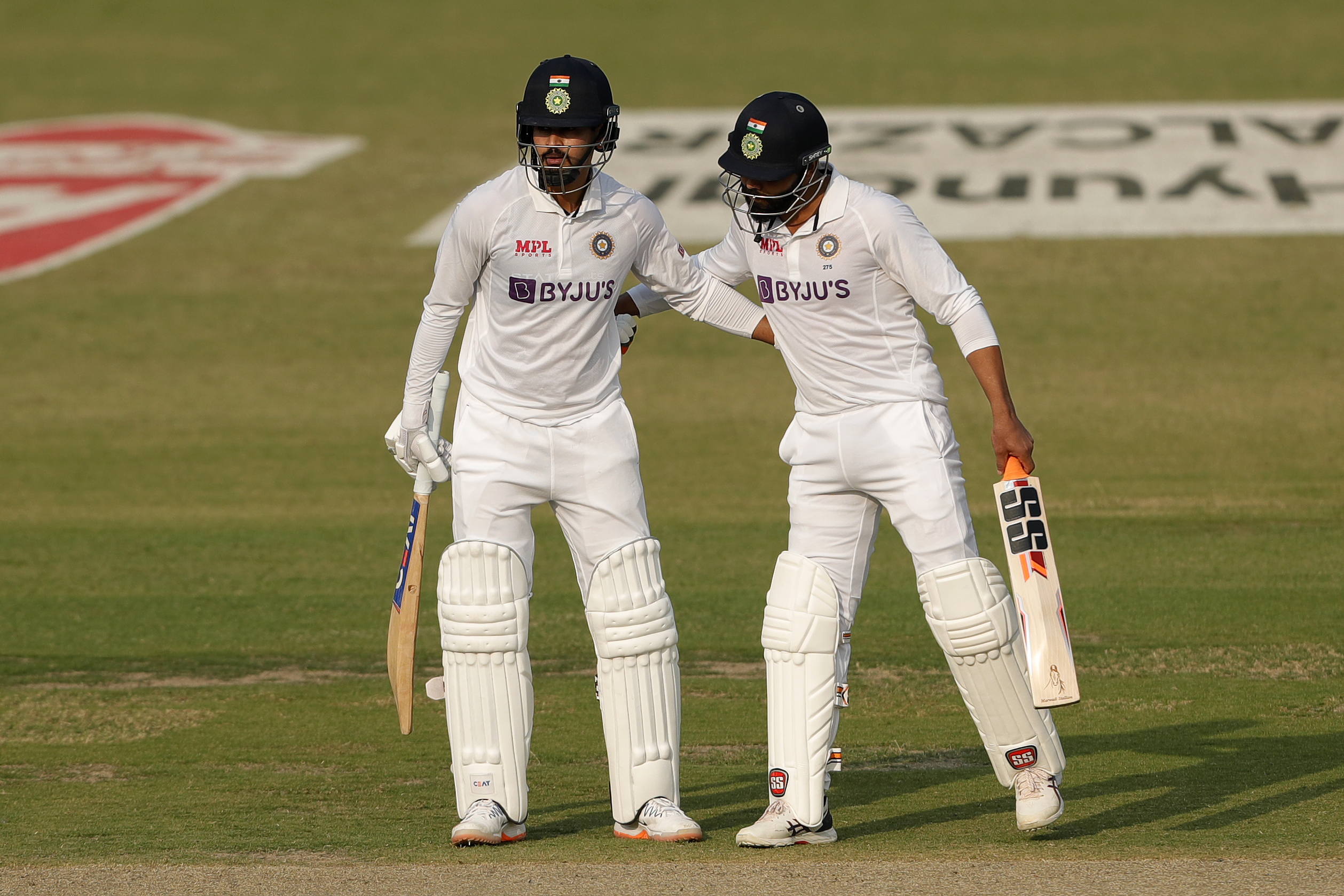 Shreyas Iyer of India celebrating his half century  during day one of the 1st Test match between India and New Zealand held at the Green Park International Stadium in Kanpur on the 25th November 2021Photo by Saikat Das / Sportzpics for BCCI