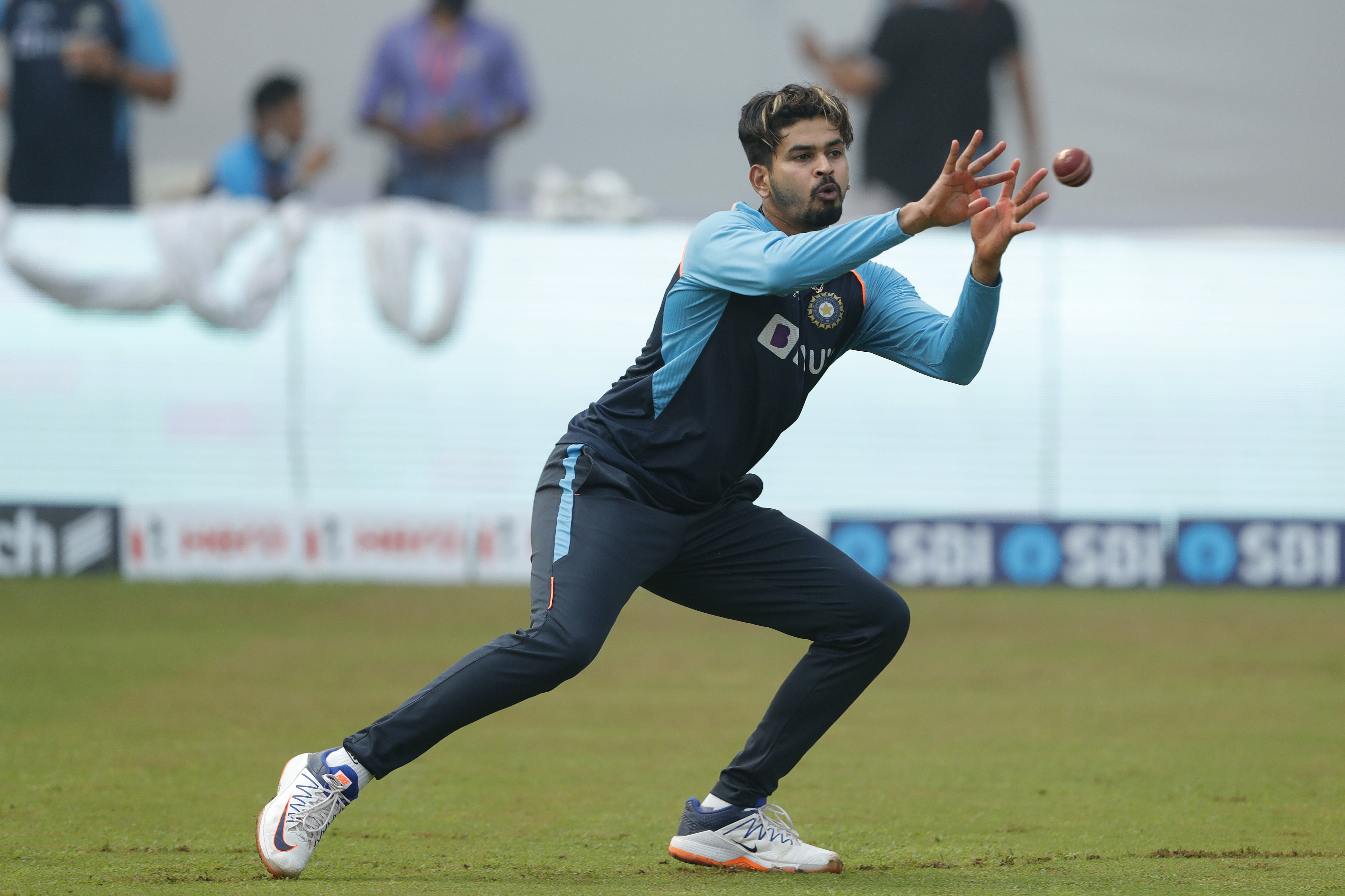 Shreyas Iyer of India  during day two of the 2nd test match between India and New Zealand held at the Wankhede Stadium in Mumbai on the 4th December 2021Photo by Saikat Das / Sportzpics for BCCI