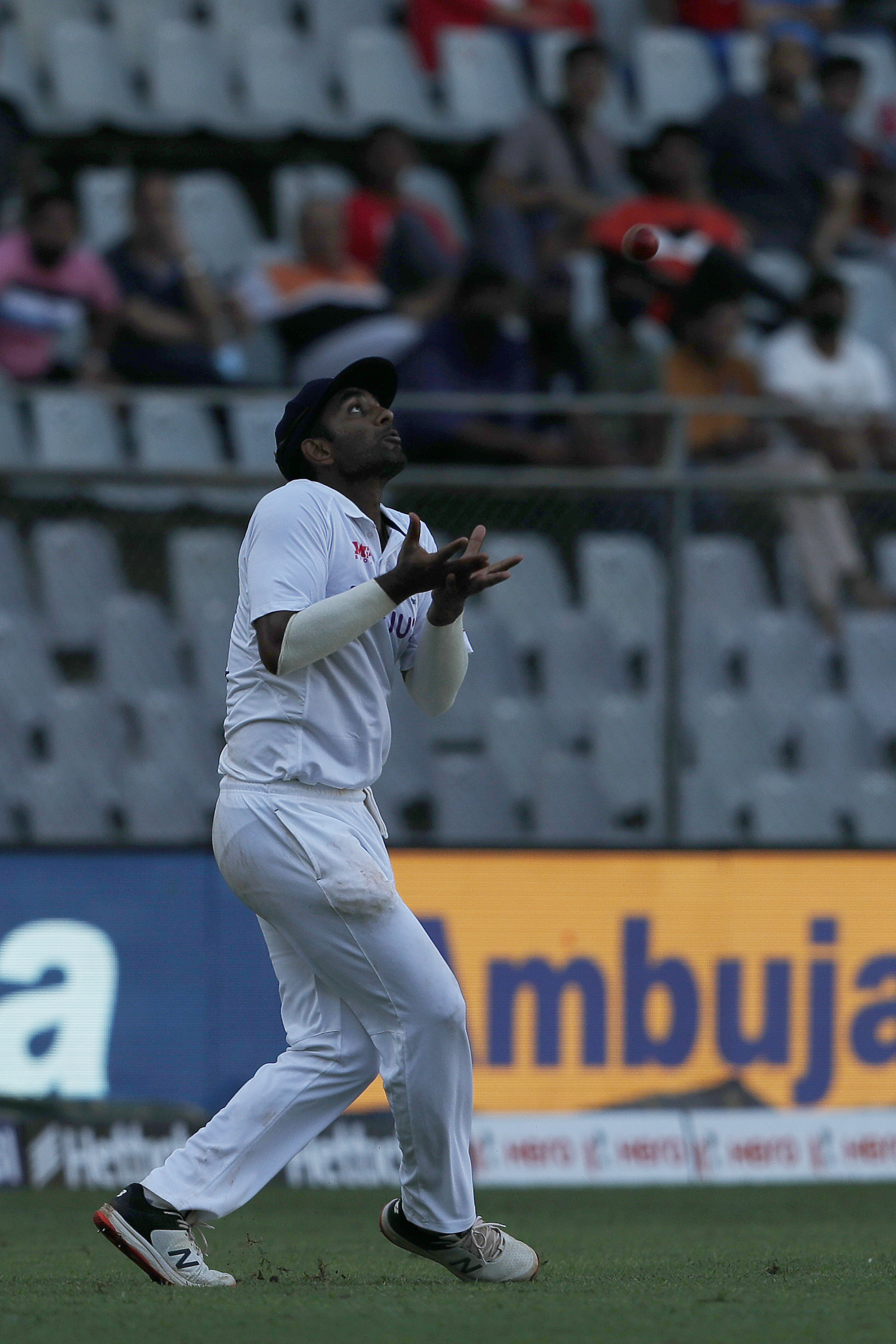 Jayant Yadav of India taking a catch of Daryl Mitchell of New Zealand  during day three of the 2nd test match between India and New Zealand held at the Wankhede Stadium in Mumbai on the 5th December 2021Photo by Saikat Das / Sportzpics for BCCI