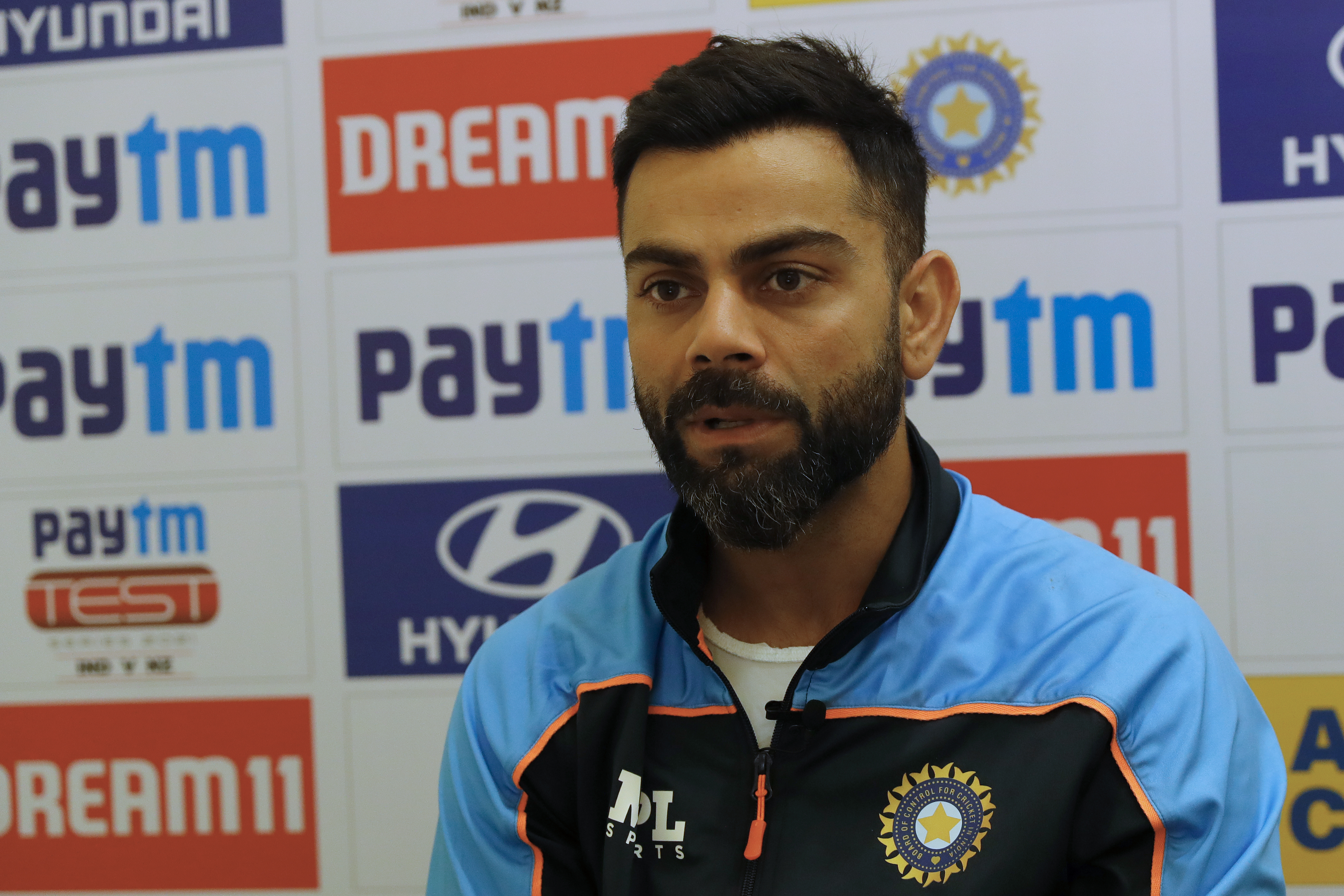 Virat Kohli Captain of India at PC during day four of the 2nd test match between India and New Zealand held at the Wankhede Stadium in Mumbai on the 6th December 2021Photo by Saikat Das / Sportzpics for BCCI