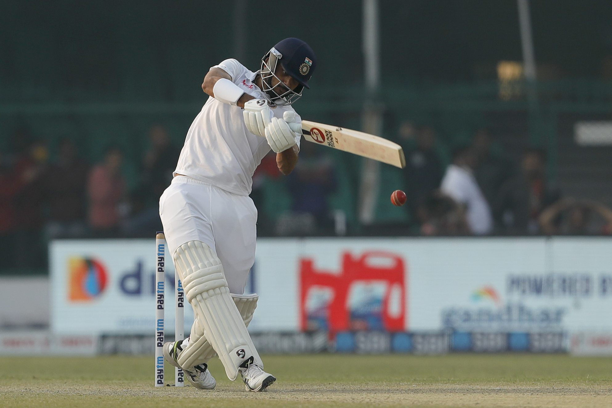 Axar Patel of India batting  during day four of the 1st Test match between India and New Zealand held at the Green Park International Stadium in Kanpur on the 28th November 2021Photo by Saikat Das / Sportzpics for BCCI