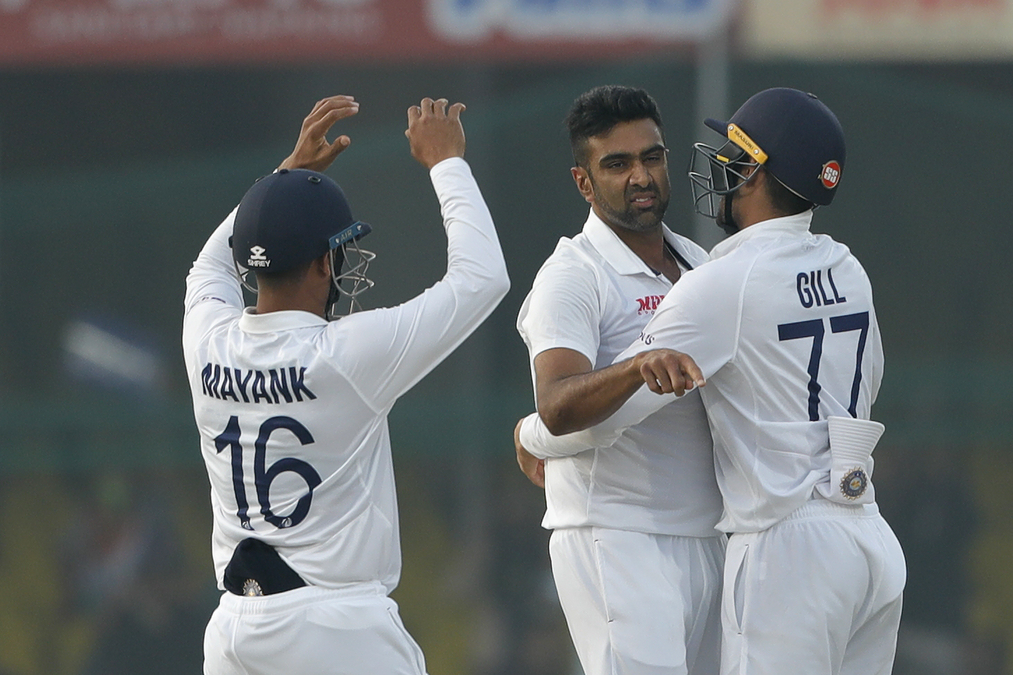 R Ashwin of India celebrating the wicket of William Young of New Zealand during day four of the 1st Test match between India and New Zealand held at the Green Park International Stadium in Kanpur on the 28th November 2021Photo by Saikat Das / Sportzpics for BCCI