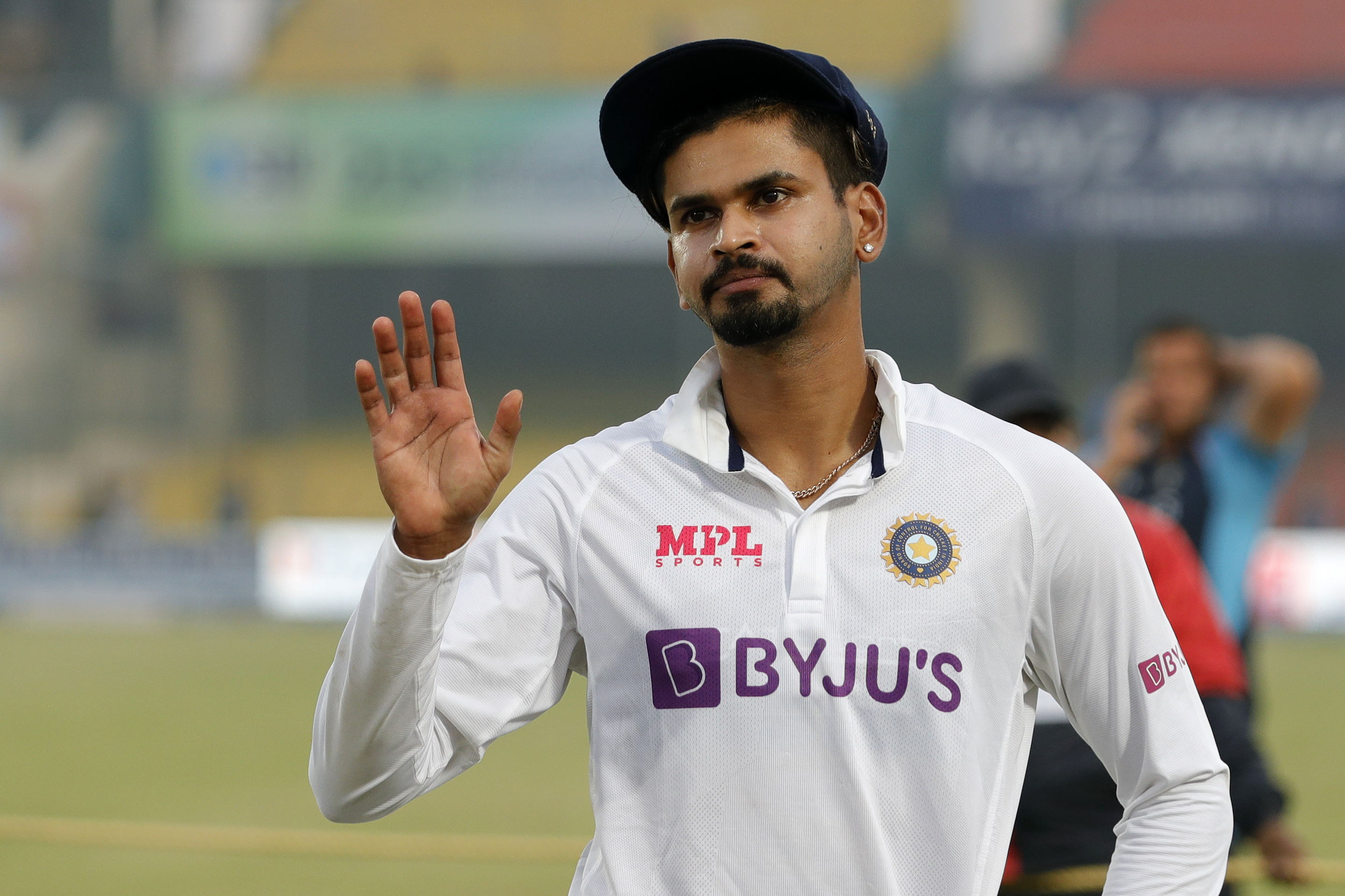 Shreyas Iyer of India  during day five of the 1st Test match between India and New Zealand held at the Green Park International Stadium in Kanpur on the 29th November 2021Photo by Saikat Das  / Sportzpics for BCCI