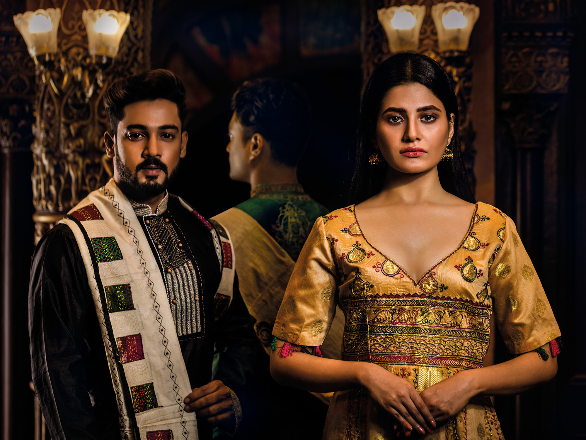 Fashion Shoot with models for Ekushe Pa Monthly magazine by Ajj Media Group. Editor: J.Sagar.Designer Garments: "Sunnyaa" by Sarbari Dutta.Location: Sunnyaa, 39, Hindustan Park, Kolkata.Photographer: Saikat Das.