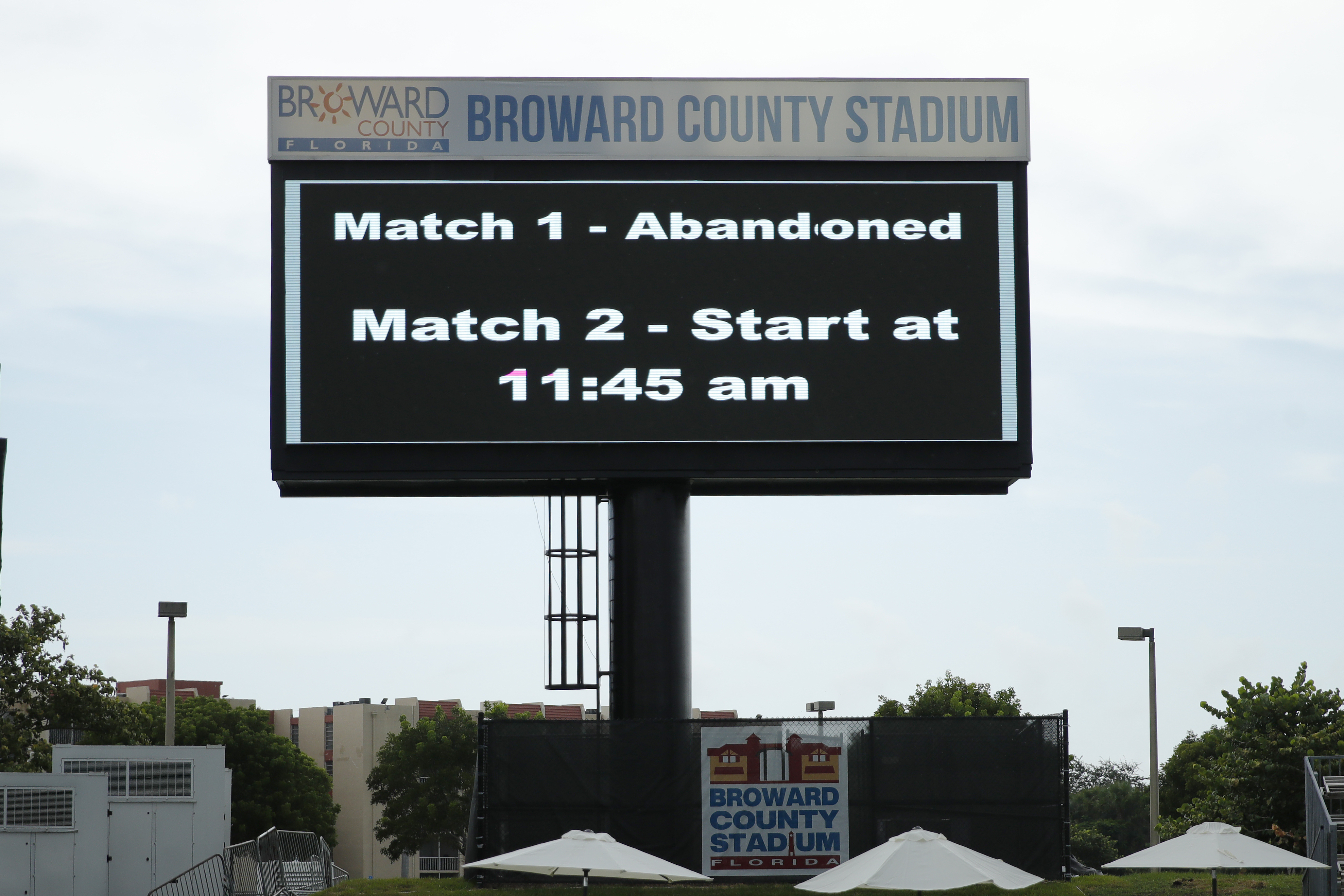 Match 1 Abandoned during match 1 of the US Masters T10 League between the Atlanta Riders and the Texas Chargers at the Central Broward Park in Lauderhill, Florida on the 18 August 2023Photo by Saikat Das / ACEIMAGES for US Masters T10