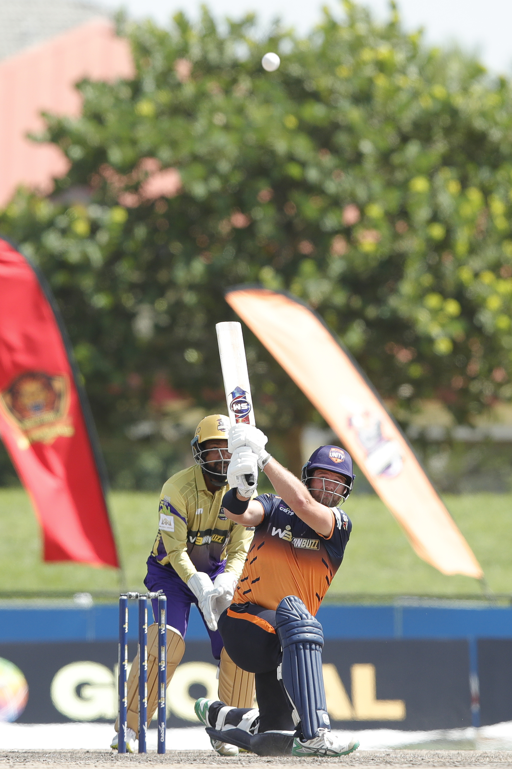 Corey Anderson of Morrisville Unity hitting a over boundary during match 10 of the US Masters T10 League between the Morrisville Unity and the California Knights at the Central Broward Park in Lauderhill, Florida on the 22nd August 2023 Photo by Saikat Das / ACEIMAGES for US Masters T10