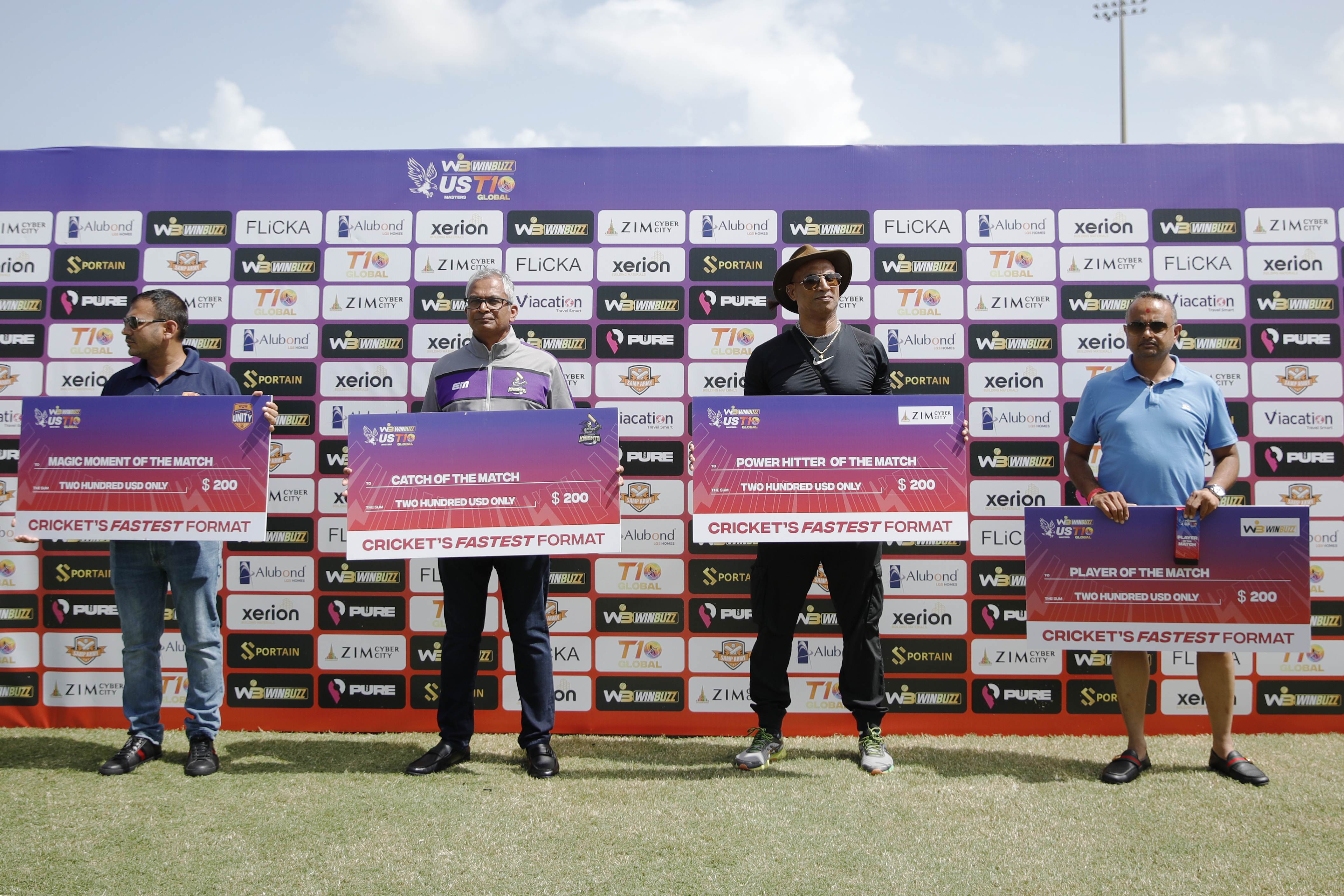 Presentation Party during match 10 of the US Masters T10 League between the Morrisville Unity and the California Knights at the Central Broward Park in Lauderhill, Florida on the 22nd August 2023 Photo by Saikat Das / ACEIMAGES for US Masters T10