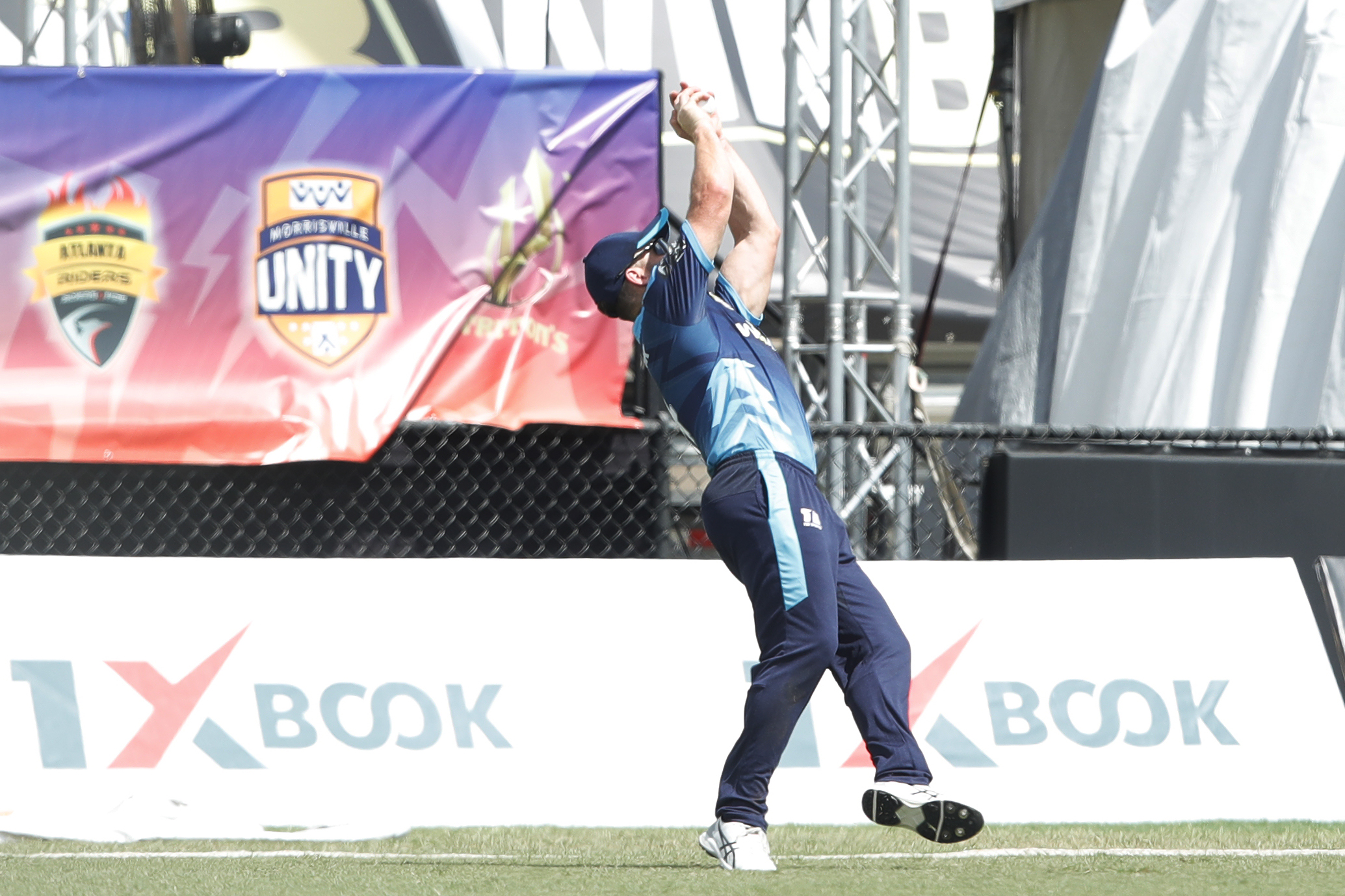 Neil Broom of Texas Chargers taking a catch during match 13 of the US Masters T10 League between the Morrisville Unity and the Texas Chargers at the Central Broward Park in Lauderhill, Florida on the 23rd August 2023 Photo by Saikat Das / ACEIMAGES for US Masters T10
