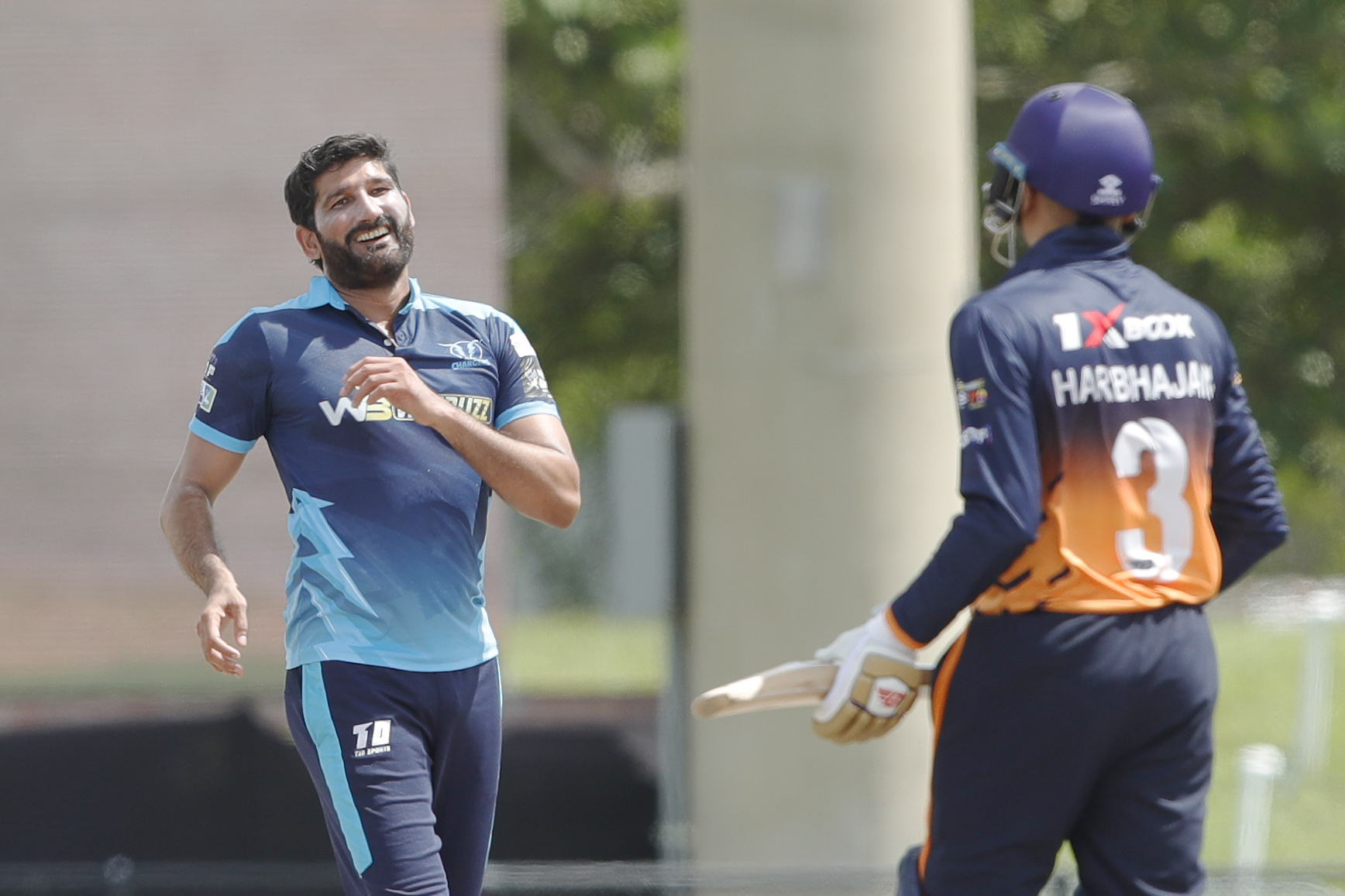 Sohail Tanvir of Texas Chargers reacting during match 13 of the US Masters T10 League between the Morrisville Unity and the Texas Chargers at the Central Broward Park in Lauderhill, Florida on the 23rd August 2023 Photo by Saikat Das / ACEIMAGES for US Masters T10