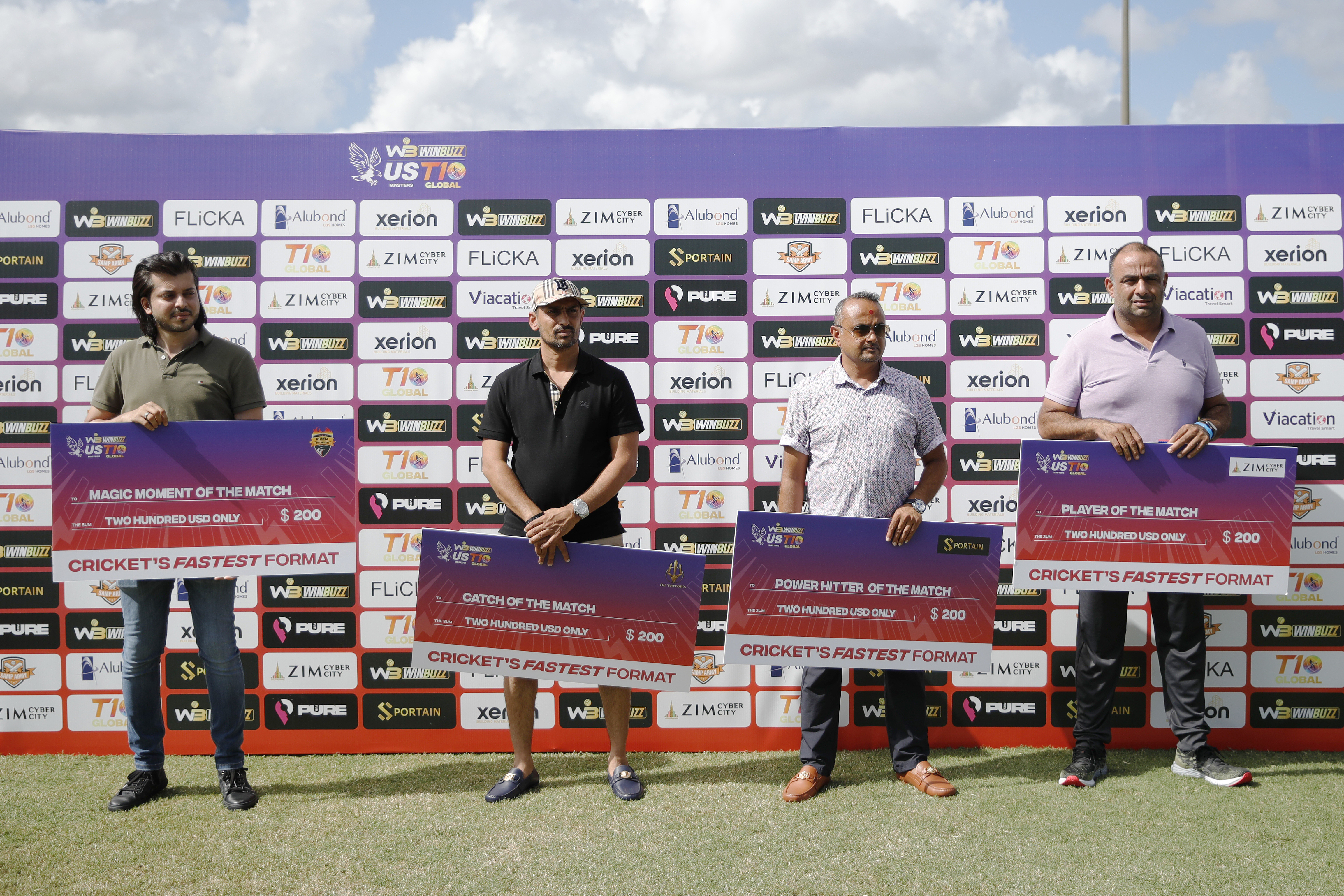 Presentation Party during match 15 of the US Masters T10 League between the Atlanta Riders and the NJ Tritons at the Central Broward Park in Lauderhill, Florida on the 23rd August 2023 Photo by Saikat Das / ACEIMAGES for US Masters T10