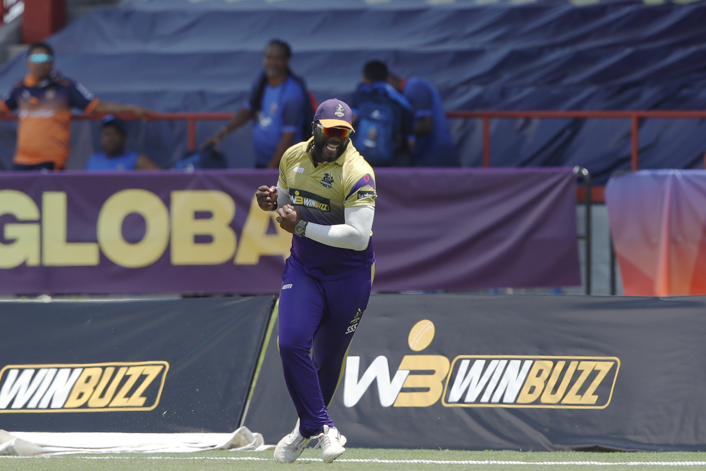 Nurse of California Knights taking a catch of Hamilton Masakadza of Atlanta Riders and celebrating during match 17 of the US Masters T10 League between the California Knights and the Atlanta Riders at the Central Broward Park in Lauderhill, Florida on the 24th August 2023 Photo by Saikat Das / ACEIMAGES for US Masters T10