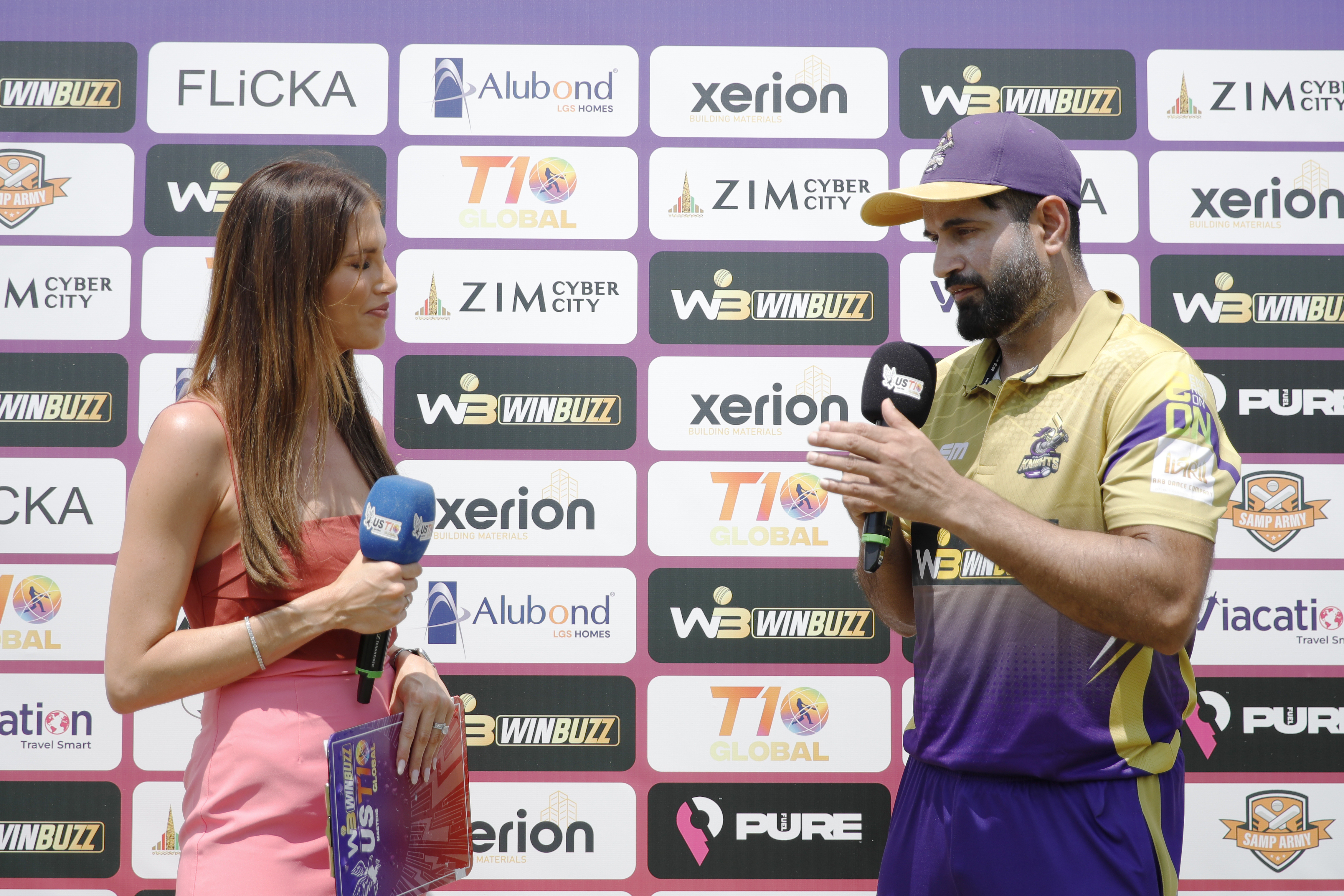 IRFAN PATHAN of California Knights at tv interview during match 17 of the US Masters T10 League between the California Knights and the Atlanta Riders at the Central Broward Park in Lauderhill, Florida on the 24th August 2023 Photo by Saikat Das / ACEIMAGES for US Masters T10