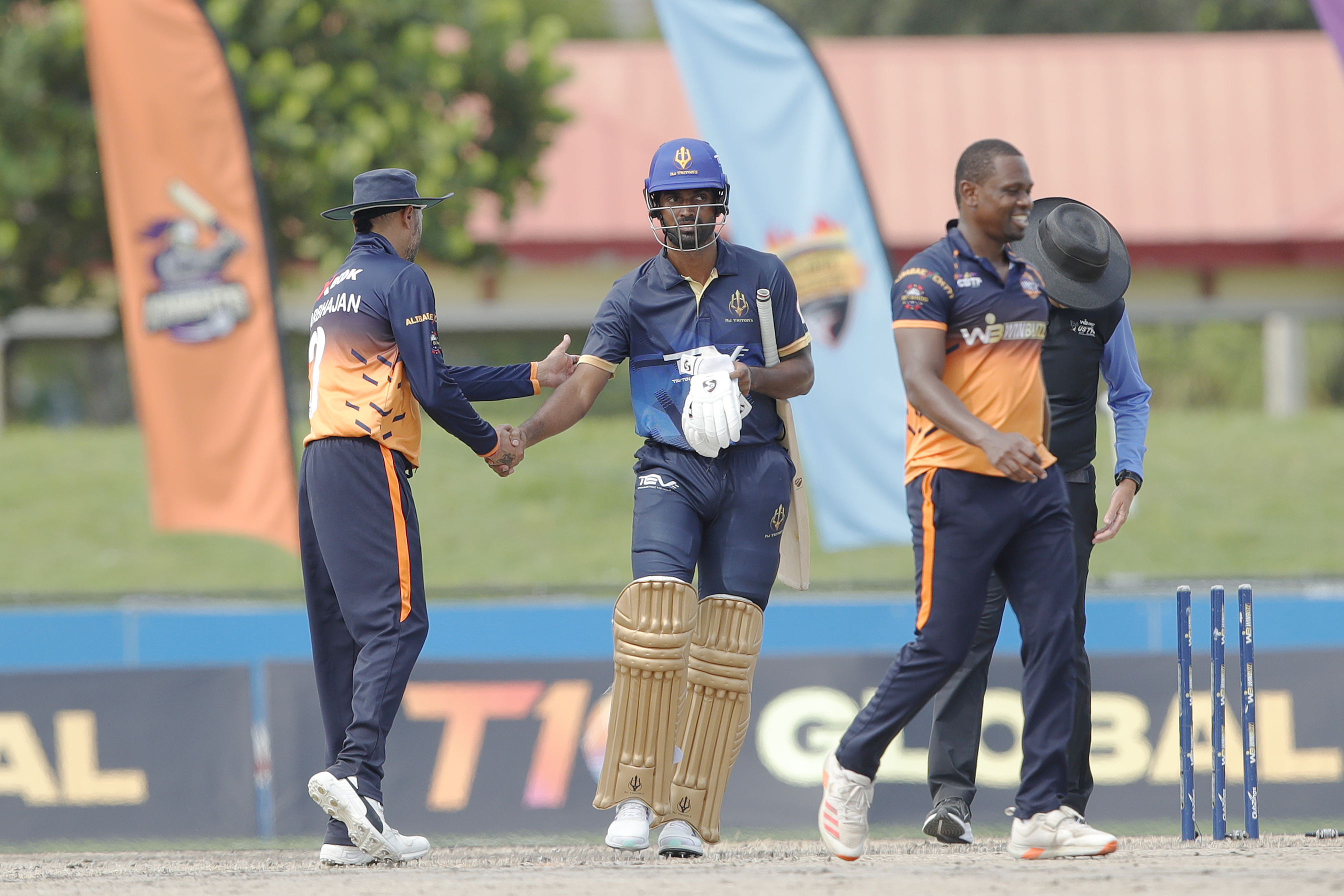Morrisville Unity celebrating win during match 18 of the US Masters T10 League between the NJ Tritons and the Morrisville Unity at the Central Broward Park in Lauderhill, Florida on the 24th August 2023 Photo by Saikat Das / ACEIMAGES for US Masters T10