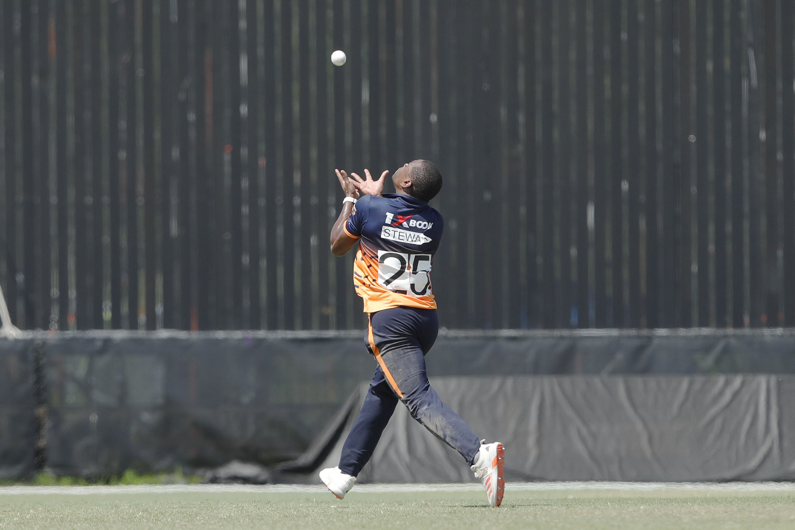Navin Stewart of Morrisville Unity taking a catch during match 21 of the US Masters T10 League between the New York Warriors and the Morrisville Unity at the Central Broward Park in Lauderhill, Florida on the 25th August 2023 Photo by Saikat Das / ACEIMAGES for US Masters T10