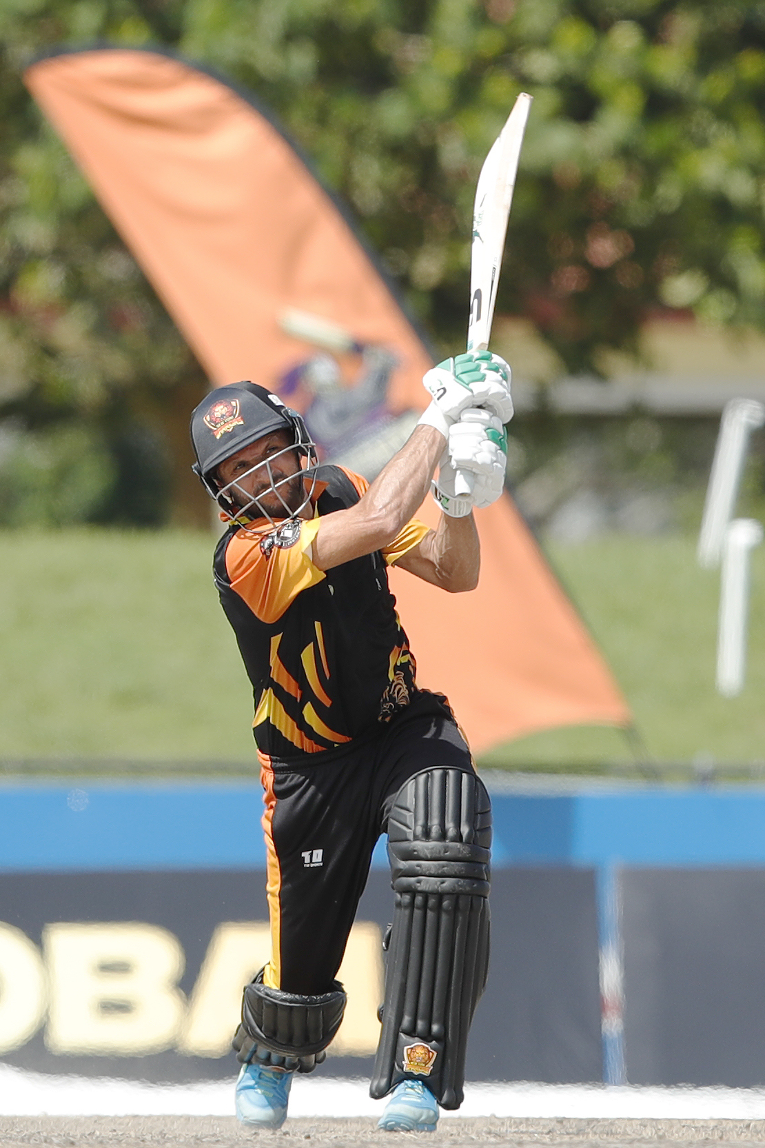 Shahid Afridi of New York Warriors hitting a over boundary during match 5 (rescheduled) of the US Masters T10 League between the Atlanta Riders and the New York Warriors at the Central Broward Park in Lauderhill, Florida on the 21st August 2023 Photo by Saikat Das / ACEIMAGES for US Masters T10