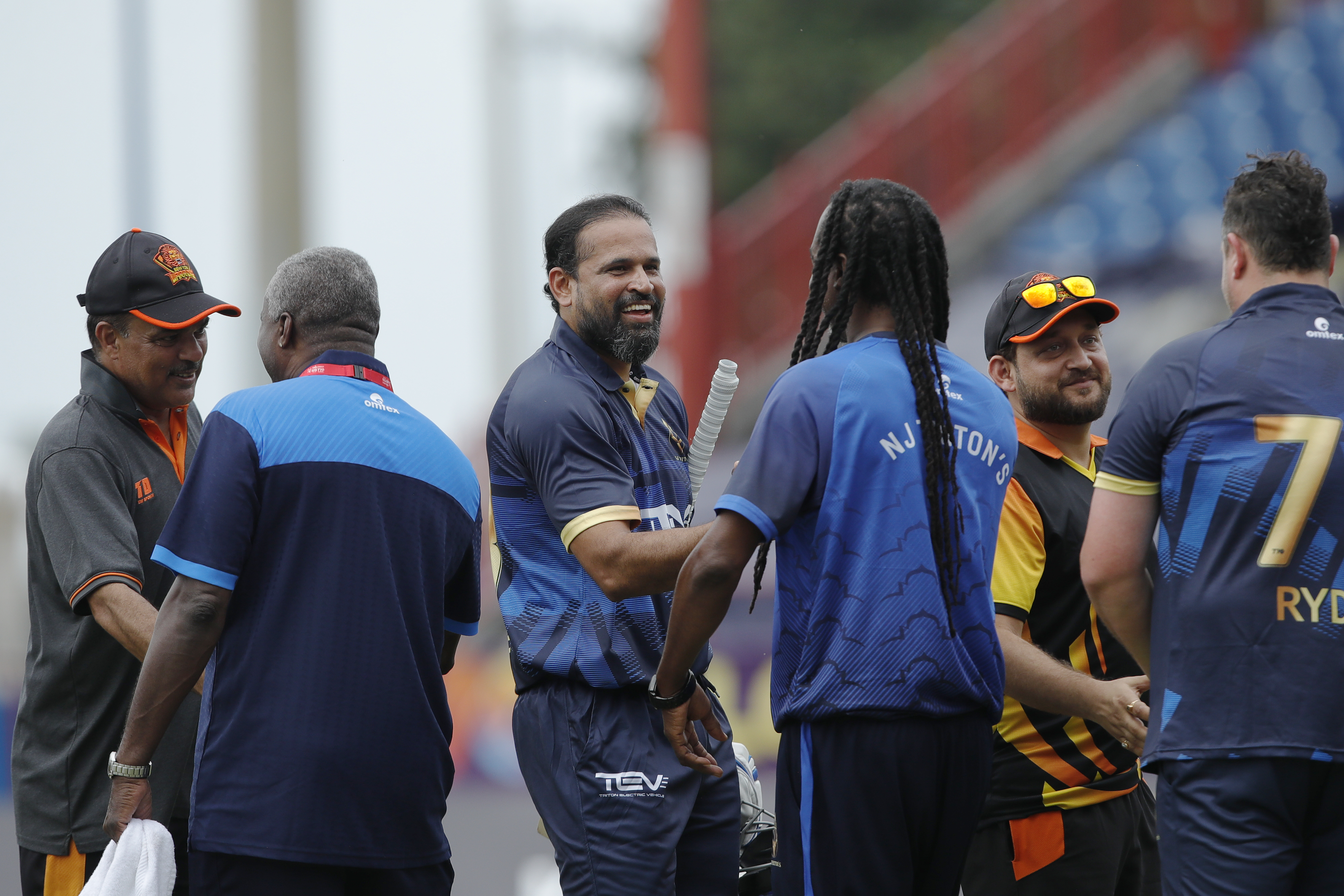 NJ Tritons celebrating win during match 9 of the US Masters T10 League between the NJ Tritons and theNew York Warriors at the Central Broward Park in Lauderhill, Florida on the 20 August 2023Photo by Saikat Das / ACEIMAGES for US Masters T10