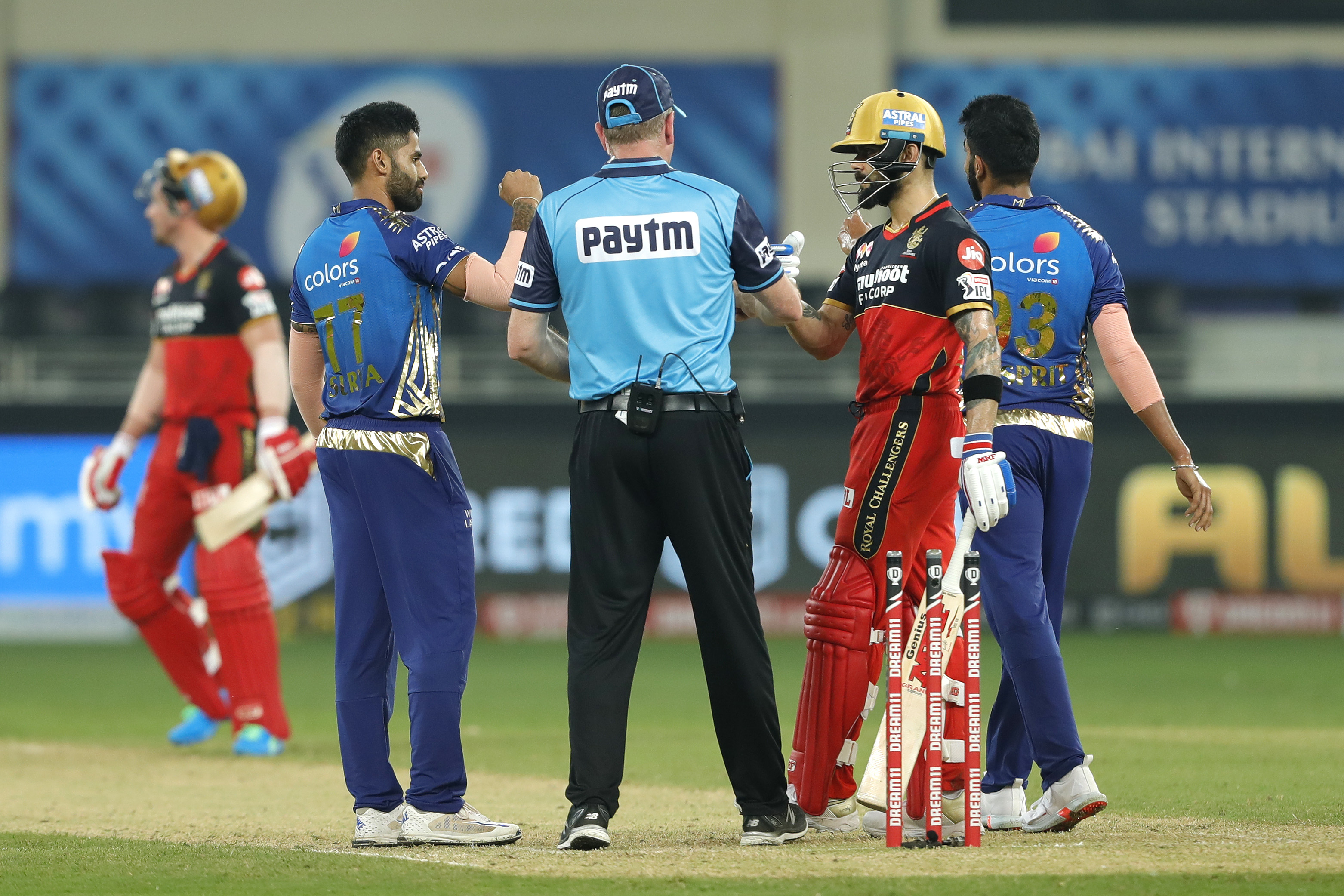 Virat Kohli captain of Royal Challengers Bangalore celebrates the win during match 10 of season 13 of the Dream 11 Indian Premier League (IPL) between The Royal Challengers Bangalore and The Mumbai Indians held at the Dubai International Cricket Stadium, Dubai in the United Arab Emirates on the 28th September 2020.  Photo by: Saikat Das  / Sportzpics for BCCI