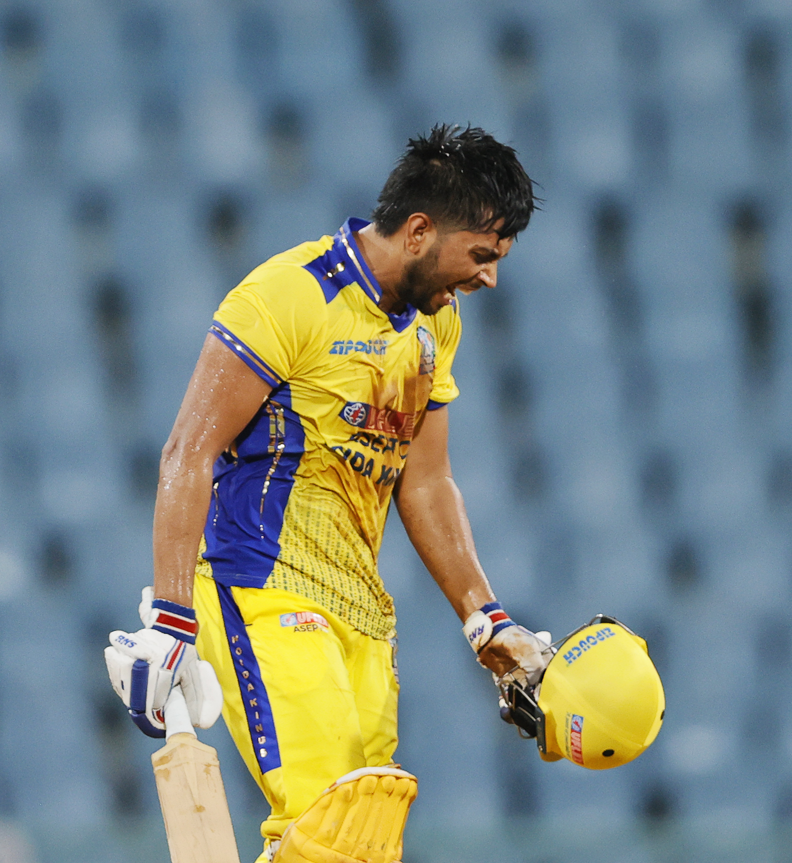 Bobby Yadav of Noida Kings celebrating win during the UPT20 League Season 4 afternoon fixture on 15 August 2026 at Bharat Ratna Shri Atal Bihari Vajpayee Ekana Cricket Stadium, Lucknow, Uttar Pradesh, India, Noida Kings take on Kanpur Superstars in Match 2 as the tournament continues with high‑intensity T20 action.Photos by: s Saikat Das / aceimages.in for UPT20