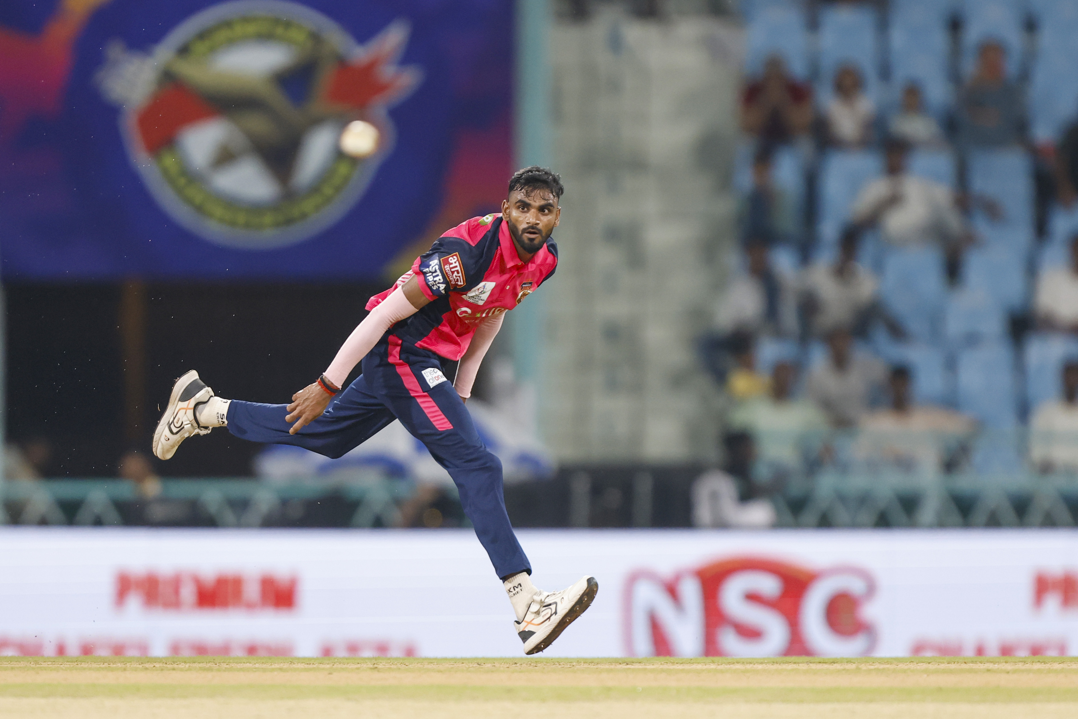 Teerath Singh of Gaur Gorakhpur Lions during the UPT20 League Season 4 evening clash on 15 August 2026 at Bharat Ratna Shri Atal Bihari Vajpayee Ekana Cricket Stadium, Lucknow, Uttar Pradesh, India, Lucknow Falcons face Gaur Gorakhpur Lions in Match 3 under lights as the league’s double‑header day closes with high‑tempo T20 cricket.Photos by: Arjun Singh / aceimages.in for UPT20
