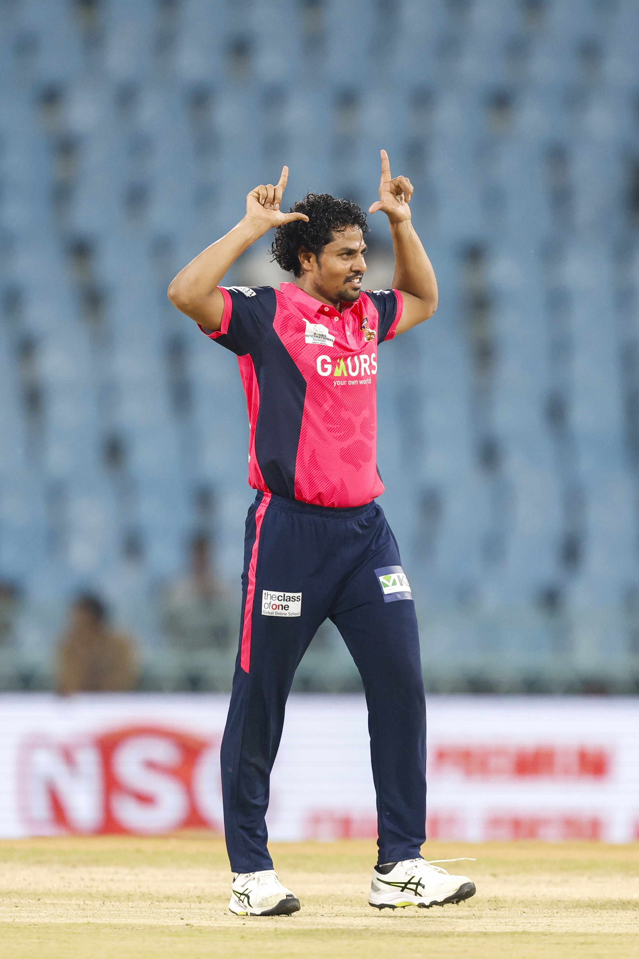 Rahul Sharma of Gaur Gorakhpur Lions celebrates the wicket during the UPT20 League Season 4 night clash on 16 August 2026 at Bharat Ratna Shri Atal Bihari Vajpayee Ekana Cricket Stadium, Lucknow, Uttar Pradesh, India, Gaur Gorakhpur Lions take on defending champions Meerut Mavericks in Match 5 under lights as Purvanchal’s pride meets Meerut’s grit in a high‑intensity T20 battle.Photos by:Arjun Singh / aceimages.in for UPT20