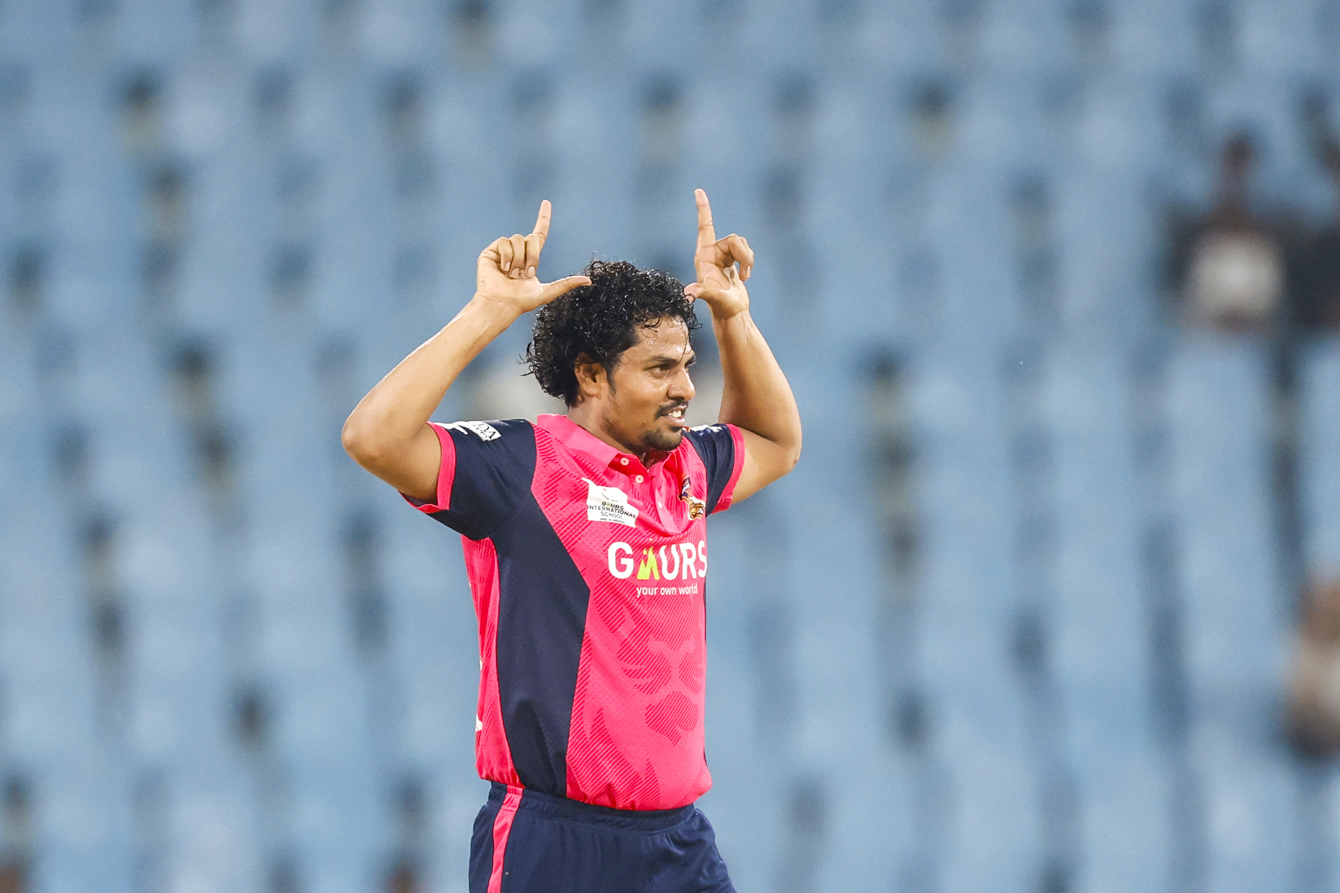 Rahul Sharma of Gaur Gorakhpur Lions celebrates the wicket during the UPT20 League Season 4 night clash on 16 August 2026 at Bharat Ratna Shri Atal Bihari Vajpayee Ekana Cricket Stadium, Lucknow, Uttar Pradesh, India, Gaur Gorakhpur Lions take on defending champions Meerut Mavericks in Match 5 under lights as Purvanchal’s pride meets Meerut’s grit in a high‑intensity T20 battle.Photos by:Arjun Singh / aceimages.in for UPT20