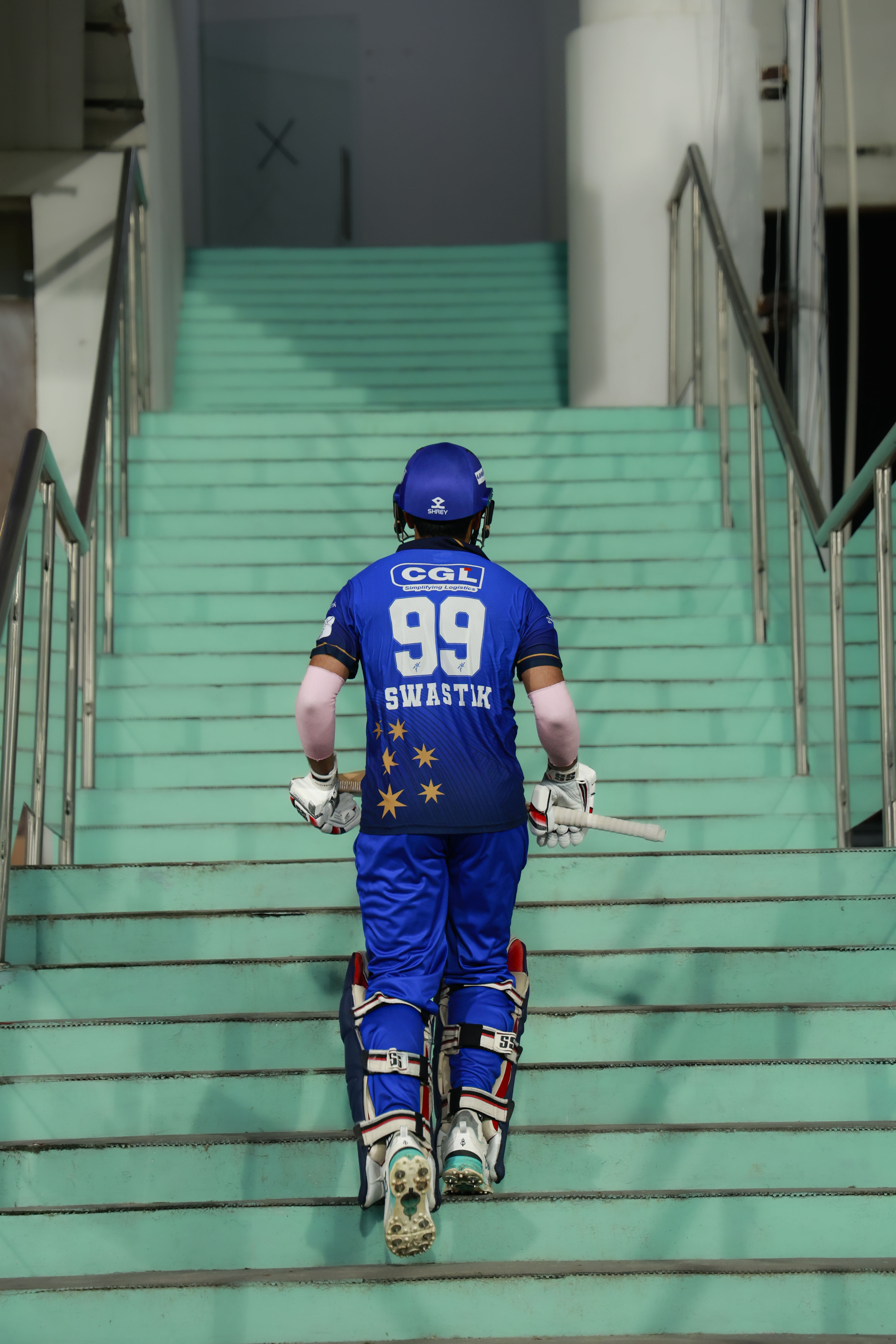 Swastik Chikara of Meerut Mavericks Going back to the pavilion during the UPT20 League Season 4 night clash on 16 August 2026 at Bharat Ratna Shri Atal Bihari Vajpayee Ekana Cricket Stadium, Lucknow, Uttar Pradesh, India, Gaur Gorakhpur Lions take on defending champions Meerut Mavericks in Match 5 under lights as Purvanchal’s pride meets Meerut’s grit in a high‑intensity T20 battle.Photos by: Tamal Das / aceimages.in for UPT20