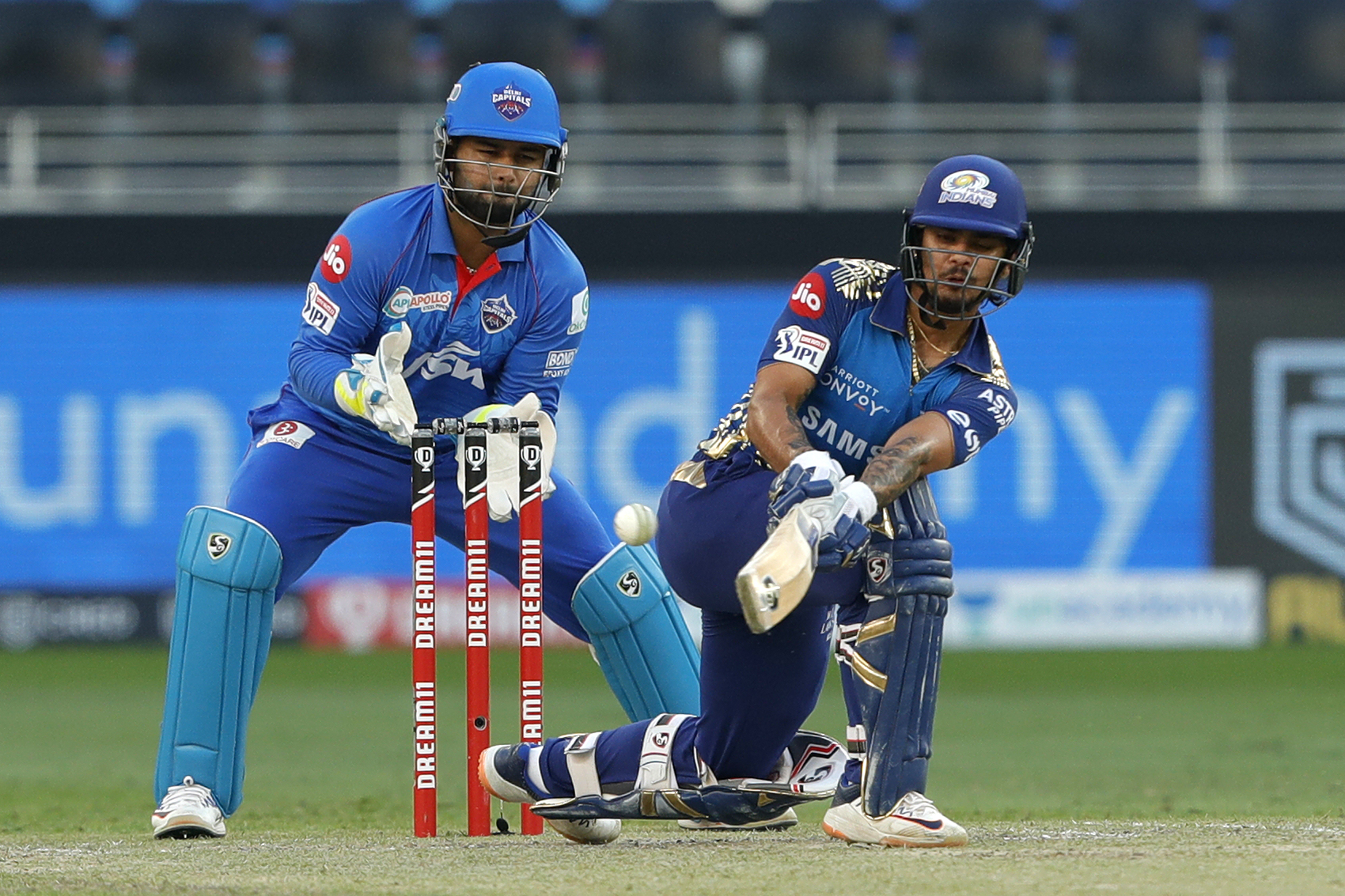 Ishan Kishan of Mumbai Indians batting during match 51 of season 13 of the Dream 11 Indian Premier League (IPL) between the Delhi Capitals and the Mumbai Indians held at the Dubai International Cricket Stadium, Dubai in the United Arab Emirates on the 31st October 2020.  Photo by: Saikat Das  / Sportzpics for BCCI
