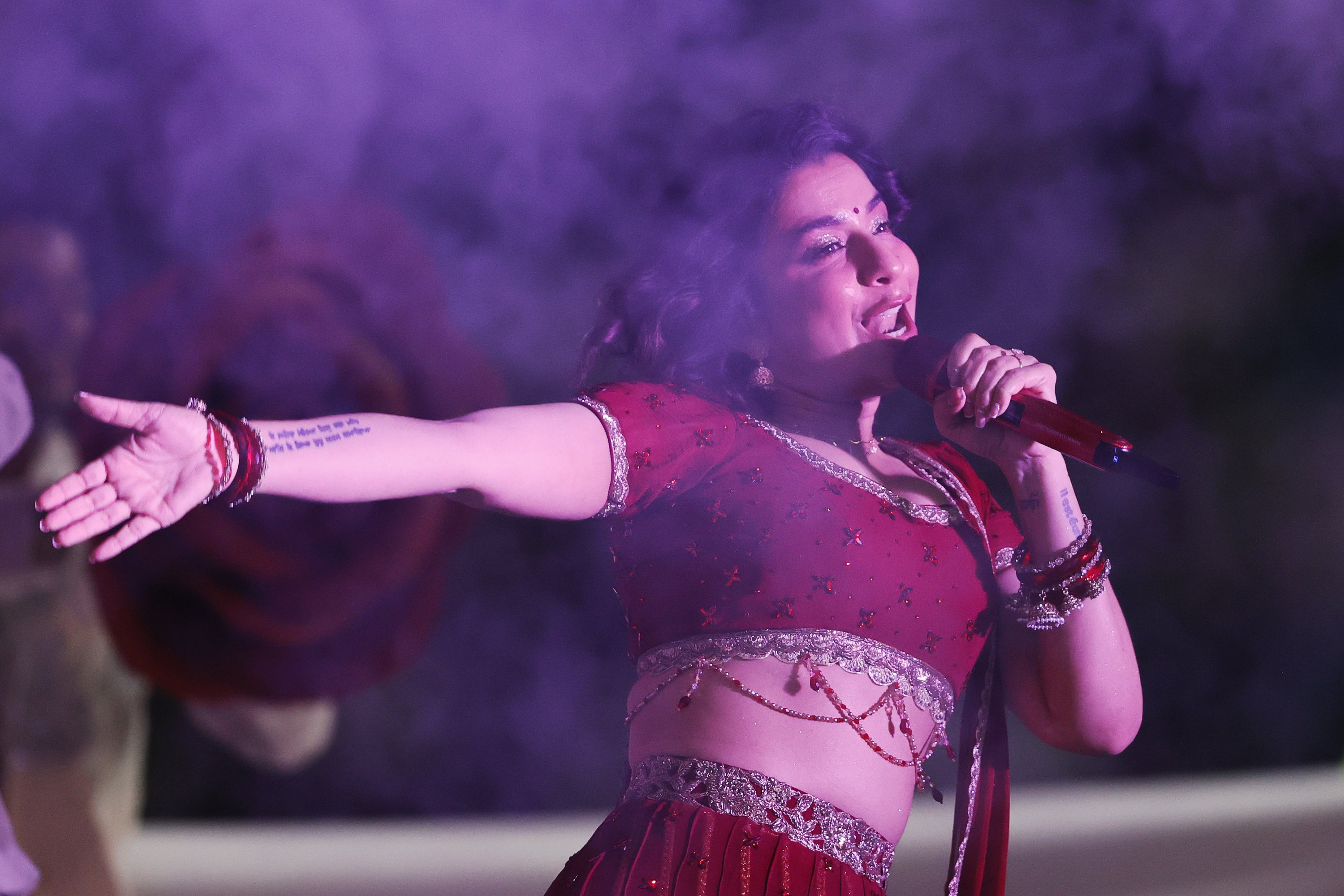 Jasmine Sandlas performing during the UPT20 League Season 4 grand opening ceremony and live concert on 14 August 2026 at Bharat Ratna Shri Atal Bihari Vajpayee Ekana Cricket Stadium, Lucknow, Uttar Pradesh, India. Photos by: s Saikat Das / aceimages.in for UPT20