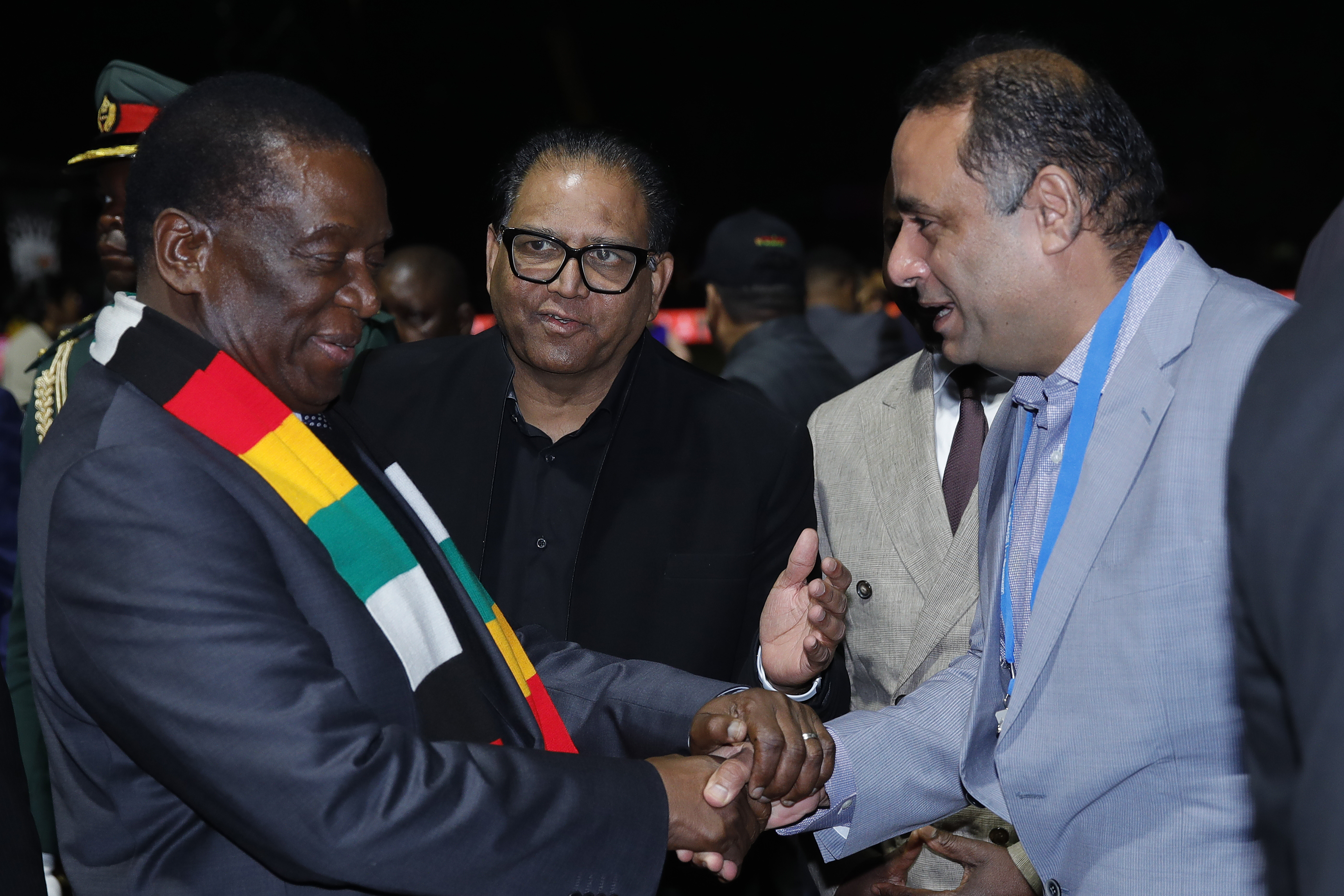 Rajeev Khanna appointed as COO of Ttensports with The President of the Republic of Zimbabwe Cde Dr EmmersonDambudzo Mnangagwa during Opening Ceremony of the Zim Afro T10 League at the Harare Sports Club in the Zimbabwe on the 20th July 2023Photo by: Saikat Das / ACEIMAGES for Zim Afro T10