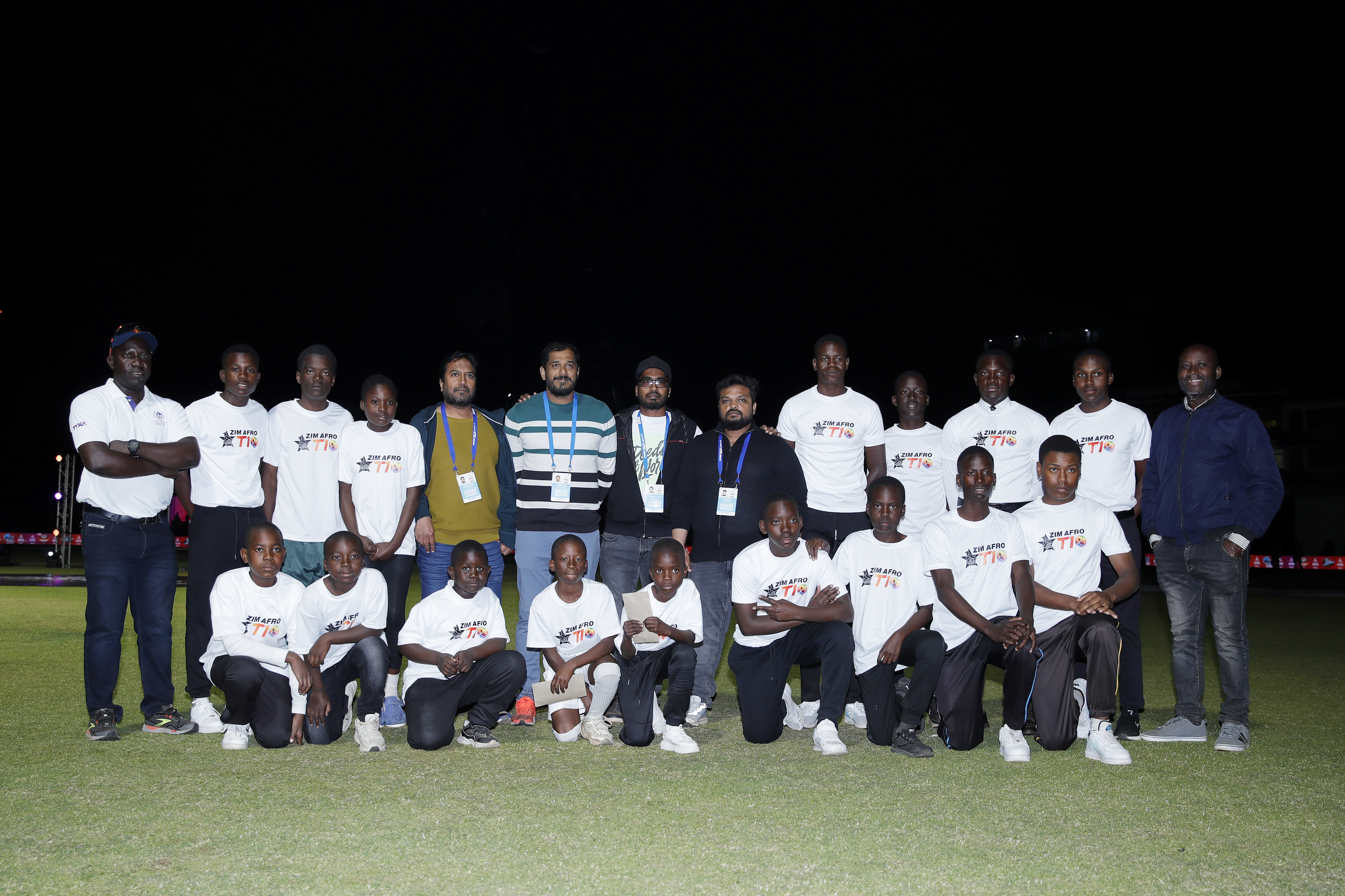 Ball boys during Opening Ceremony of the Zim Afro T10 League at the Harare Sports Club in the Zimbabwe on the 20th July 2023Photo by: Saikat Das / ACEIMAGES for Zim Afro T10