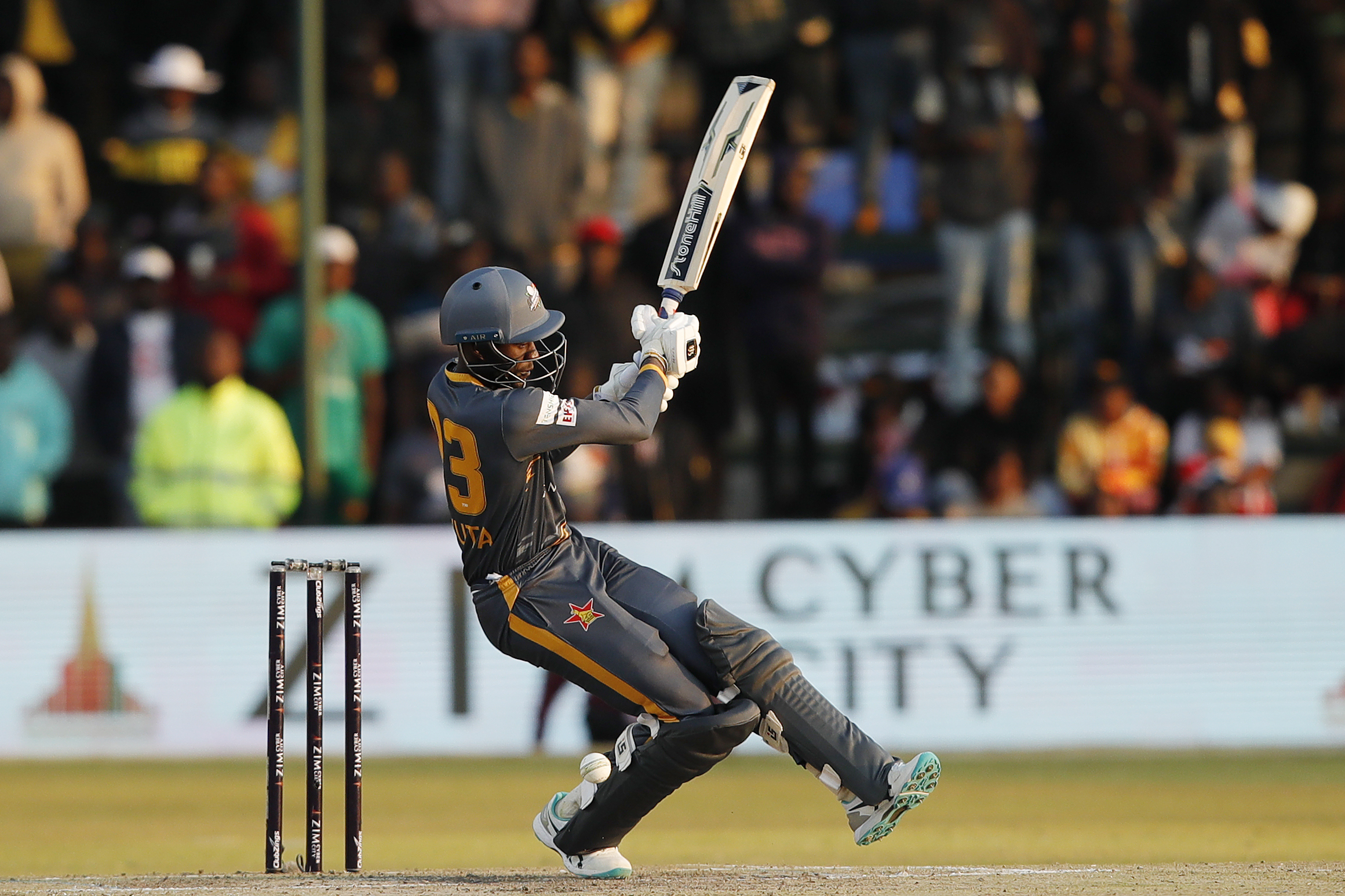 Brandon Mavuta of Harare Hurricanes batting during match 1 of the Zim Afro T10 League between the HARARE HURRICANES and the BULAWAYO BRAVES held at the Harare Sports Club in the Zimbabwe on the 21st July 2023Photo by Saikat Das / ACEIMAGES for Zim Afro T10