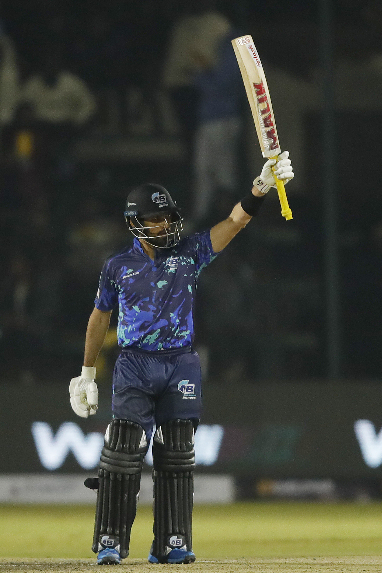 Sikander Raza (c) of Bulawayo Braves celebrating his half century during match 12 of the Zim Afro T10 League between the Bulawayo Braves and the Harare Hurricanes at the Harare Sports Club in the Zimbabwe on the 24th July 2023Photo by Saikat Das / ACEIMAGES for Zim Afro T10