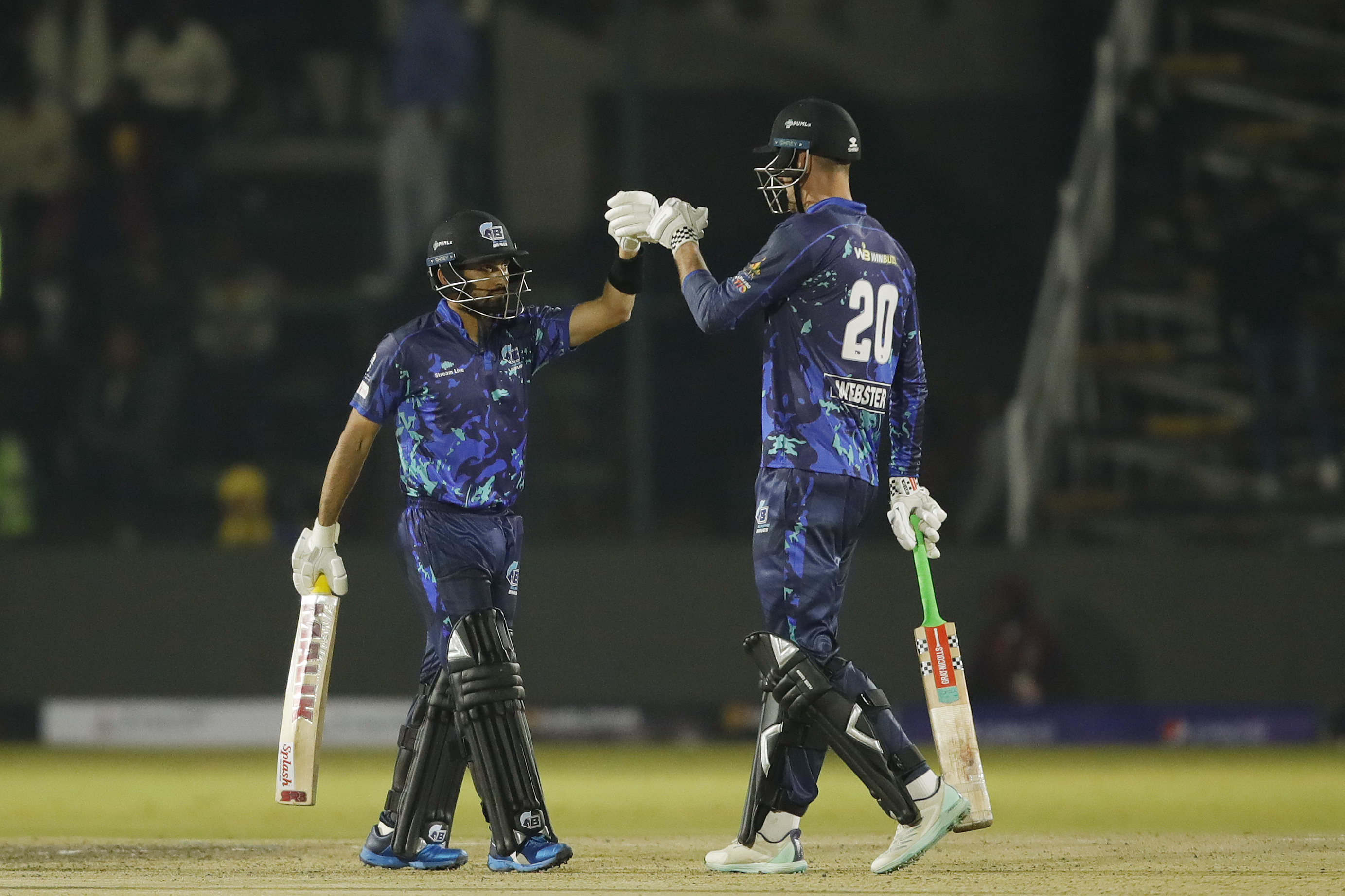 Sikander Raza (c) of Bulawayo Braves celebrating his half century during match 12 of the Zim Afro T10 League between the Bulawayo Braves and the Harare Hurricanes at the Harare Sports Club in the Zimbabwe on the 24th July 2023Photo by Saikat Das / ACEIMAGES for Zim Afro T10