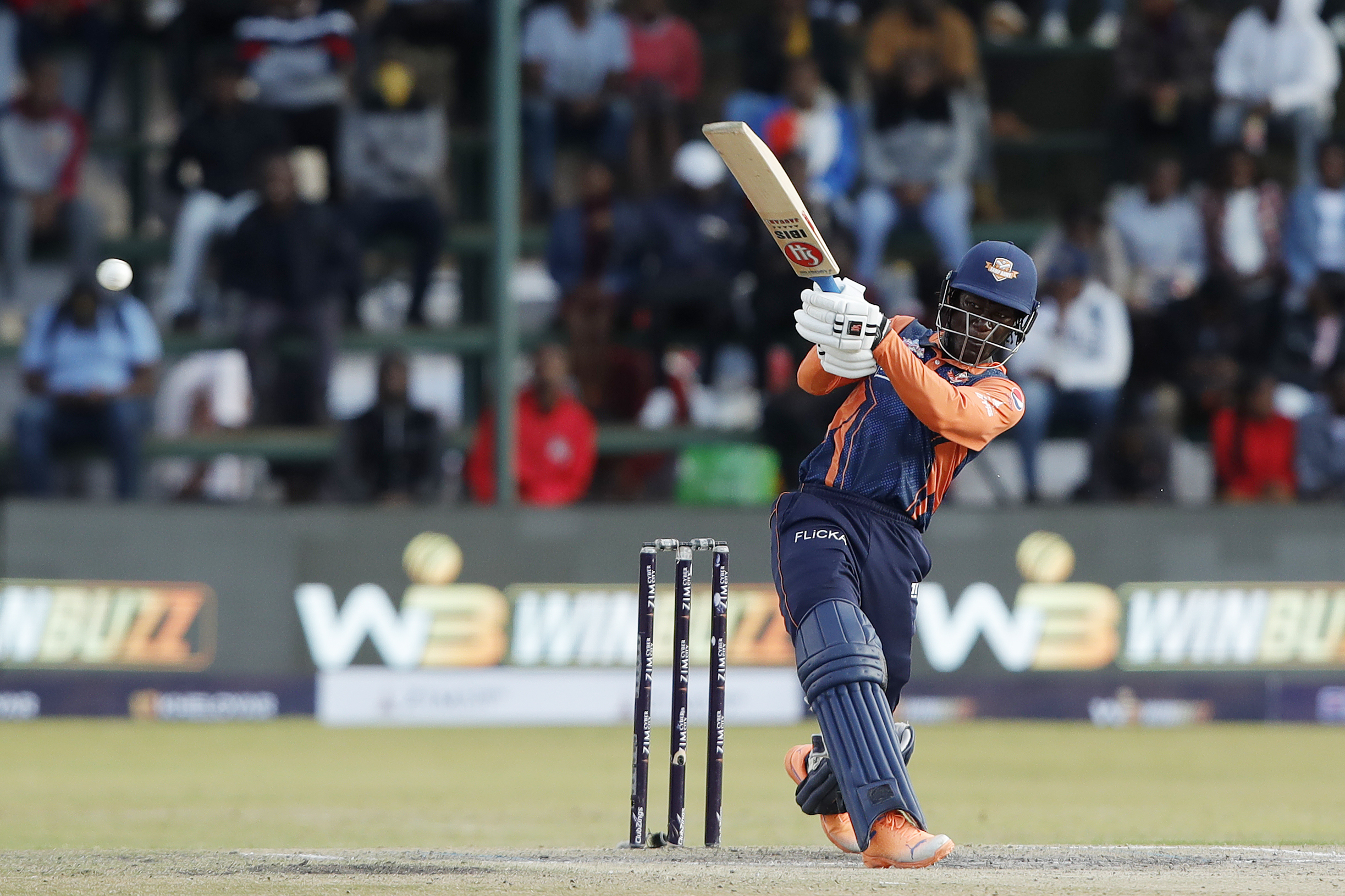 Tadshwani Marumani of Cape Town Samp Army hitting a four during match 16 of the Zim Afro T10 League between the Cape Town Samp Army and the Bulawayo Braves at the Harare Sports Club in the Zimbabwe on the 26th July 2023Photo by Saikat Das / ACEIMAGES for Zim Afro T10