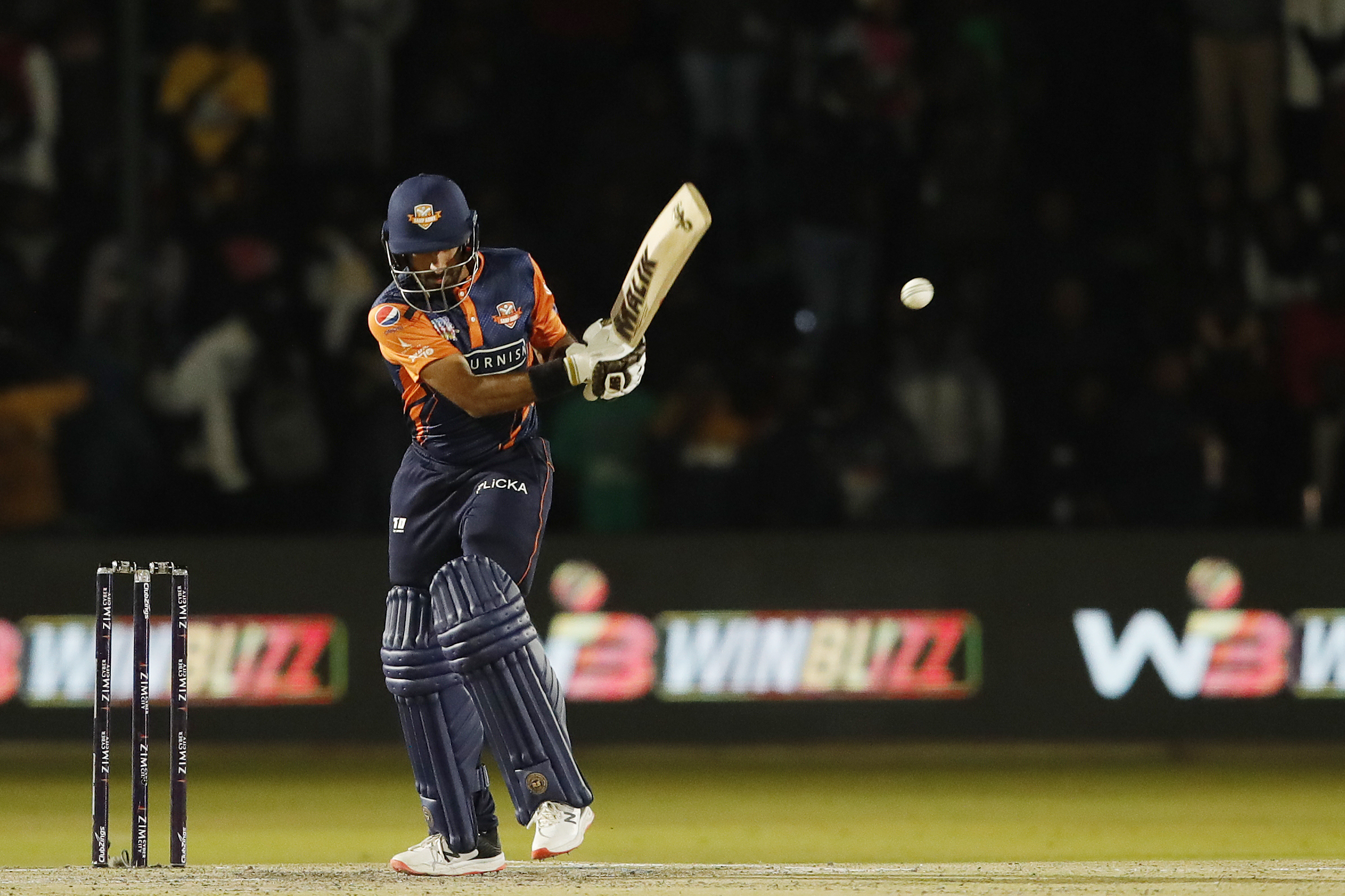 Karim Janat of Cape Town Samp Army hitting a four during match 2 of the Zim Afro T10 League between the Durban Qalandars and the CapeTown Samp Army held at the Harare Sports Club in the Zimbabwe on the 21st July 2023Photo by Saikat Das / ACEIMAGES for Zim Afro T10