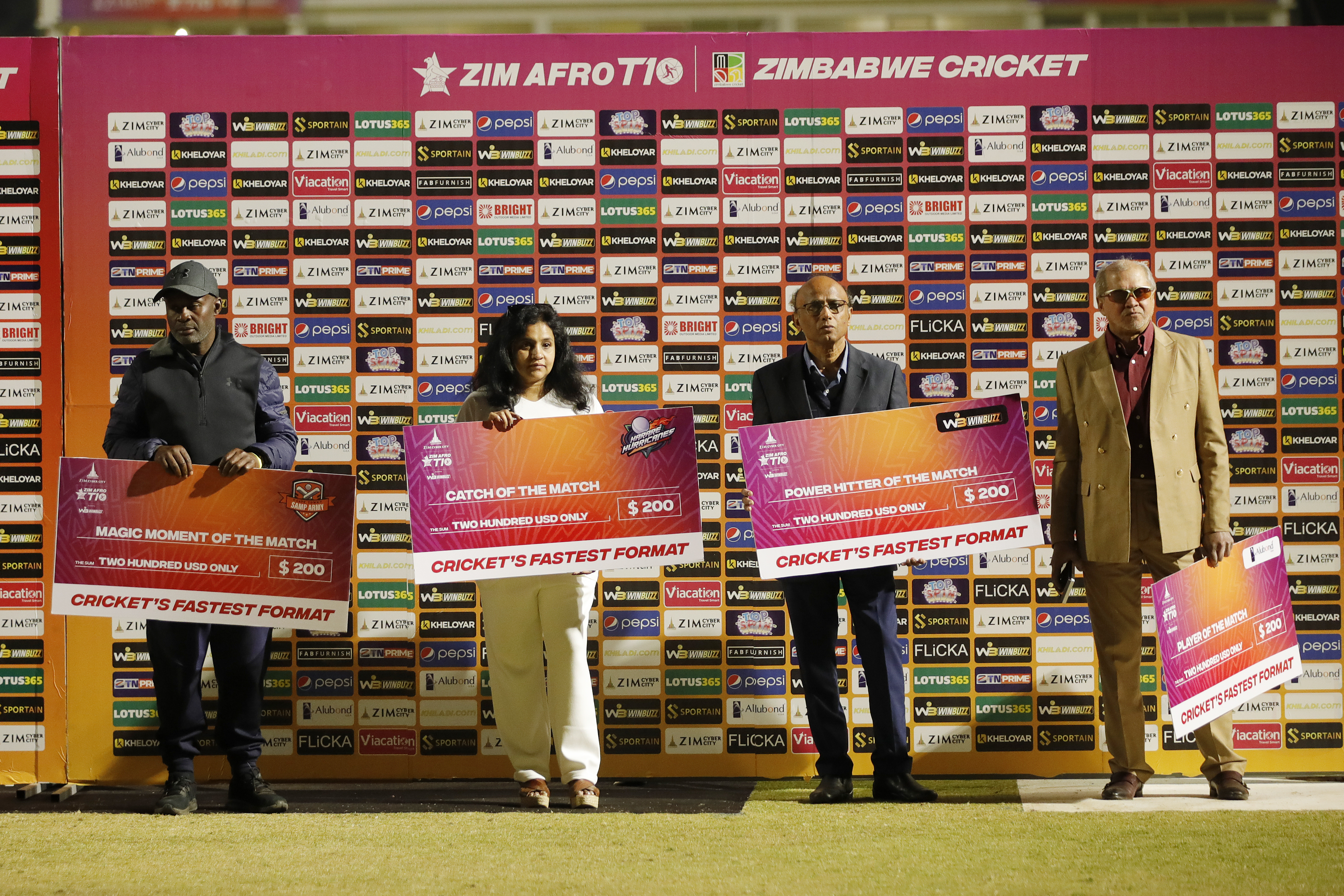 Presentation party during match 22 Eliminator of the Zim Afro T10 League between the Cape Town Samp Army  and the Harare Hurricanes at the Harare Sports Club in the Zimbabwe on the 28th July 2023Photo by Saikat Das / ACEIMAGES for Zim Afro T10