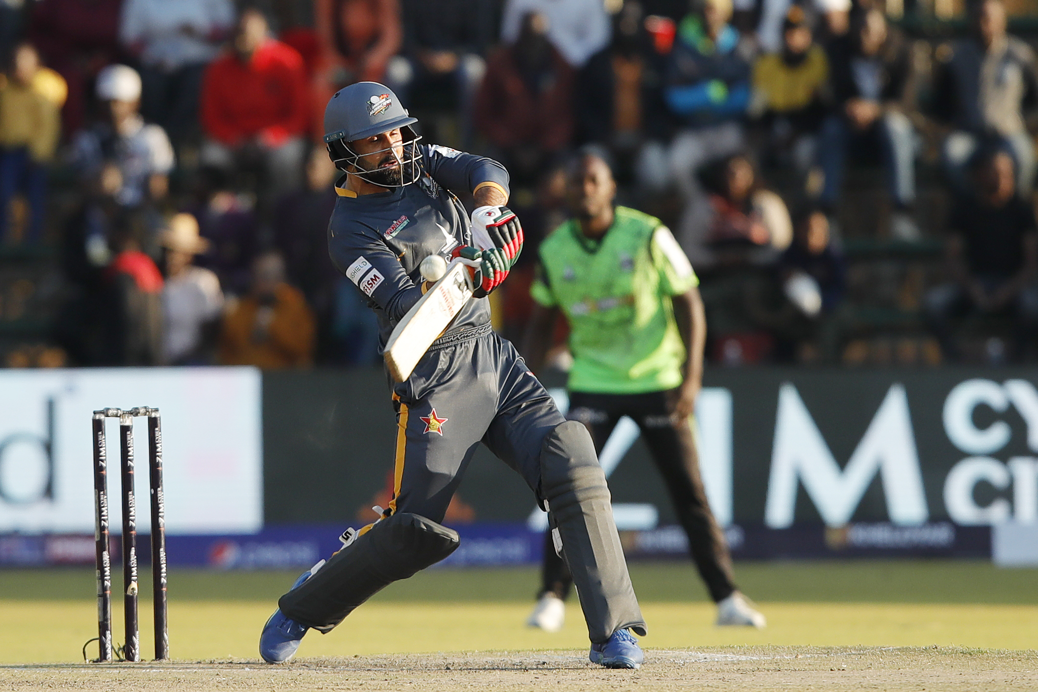 Mohamed Nabi of Harare Hurricanes batting during match 7 of the Zim Afro T10 League between the Durban Qalandars and the Harare Hurricanes held at the Harare Sports Club in the Zimbabwe on the 23rd July 2023Photo by Saikat Das / ACEIMAGES for Zim Afro T10
