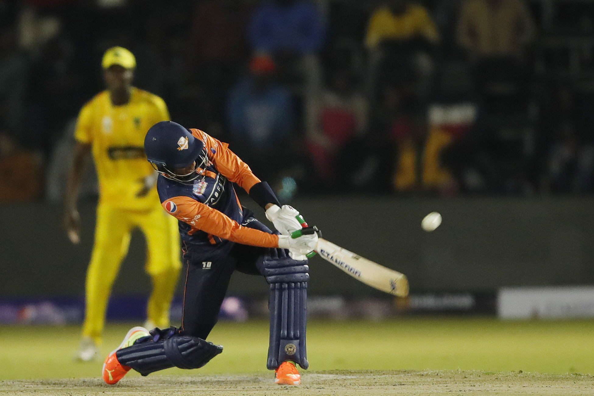 Rahmanullah Gurbaz of Cape Town Samp Army hitting a over boundary during match 8 of the Zim Afro T10 League between the Johannesburg Buffaloes and the Cape Town Samp Army held at the Harare Sports Club in the Zimbabwe on the 23rd July 2023Photo by Saikat Das / ACEIMAGES for Zim Afro T10