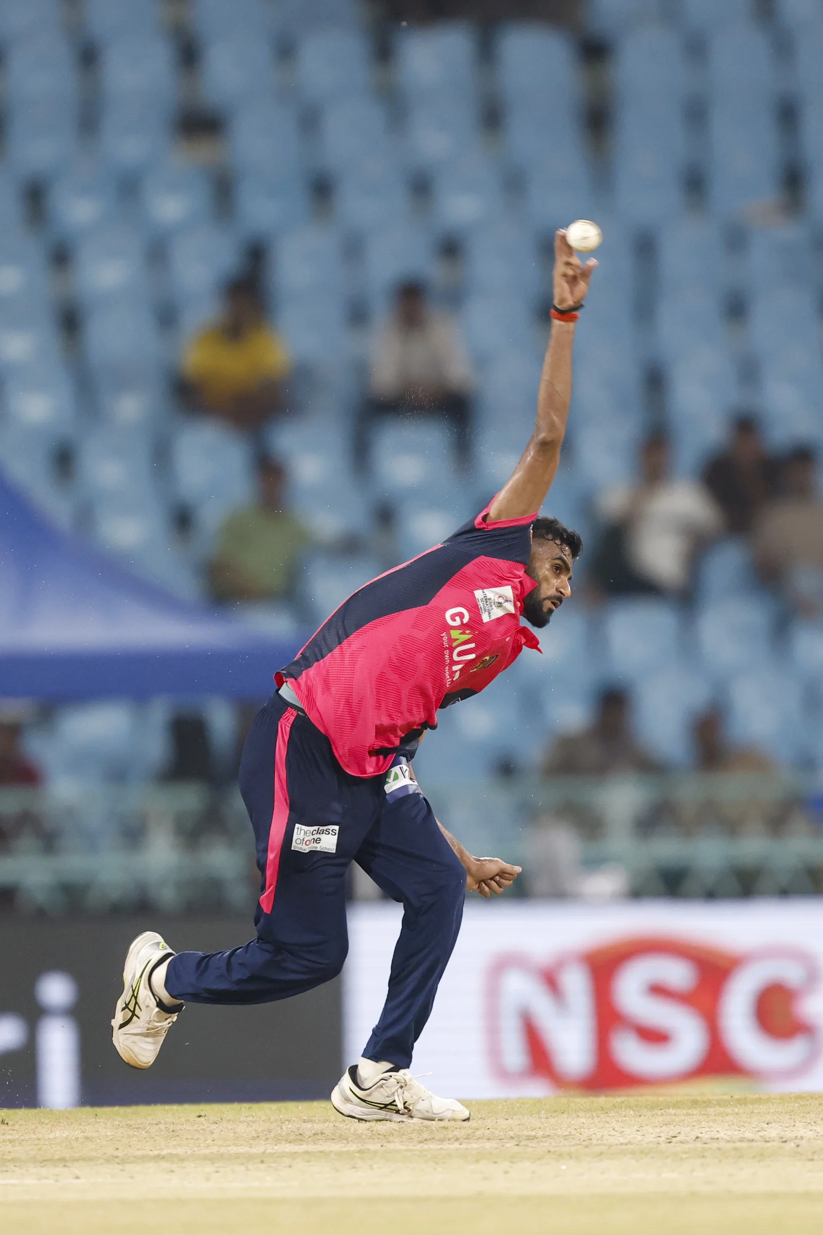 Teerath Singh of Gaur Gorakhpur Lions during the UPT20 League Season 4 night clash on 16 August 2026 at Bharat Ratna Shri Atal Bihari Vajpayee Ekana Cricket Stadium, Lucknow, Uttar Pradesh, India, Gaur Gorakhpur Lions take on defending champions Meerut Mavericks in Match 5 under lights as Purvanchal’s pride meets Meerut’s grit in a high‑intensity T20 battle.Photos by:Arjun Singh / aceimages.in for UPT20