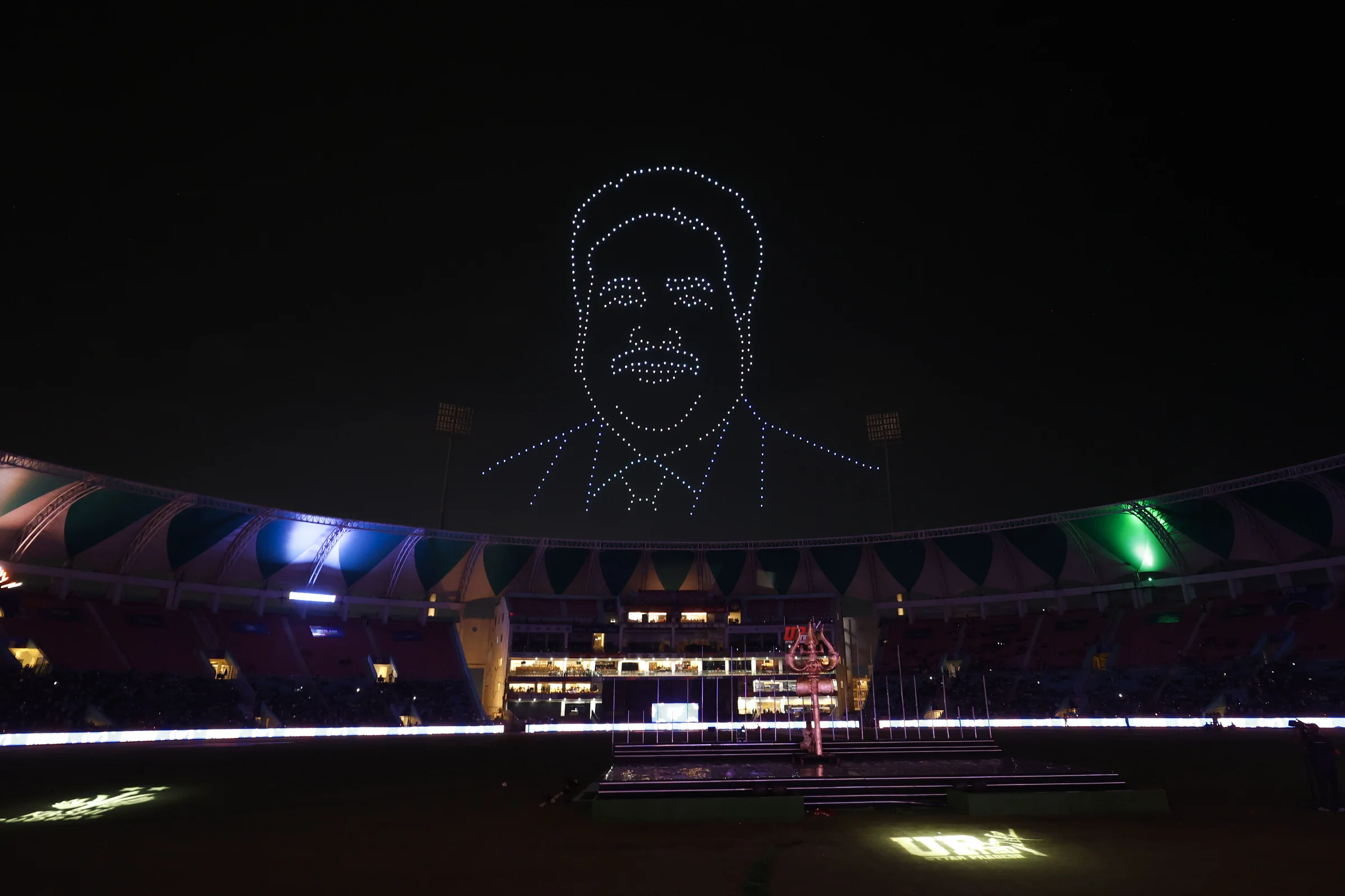 Drone show Shri Rajiv Shukla, Vice President BCCIduring the UPT20 League Season 4 grand opening ceremony and live concert on 14 August 2026 at Bharat Ratna Shri Atal Bihari Vajpayee Ekana Cricket Stadium, Lucknow, Uttar Pradesh, India. Photos by: Tamal Das / aceimages.in for UPT20