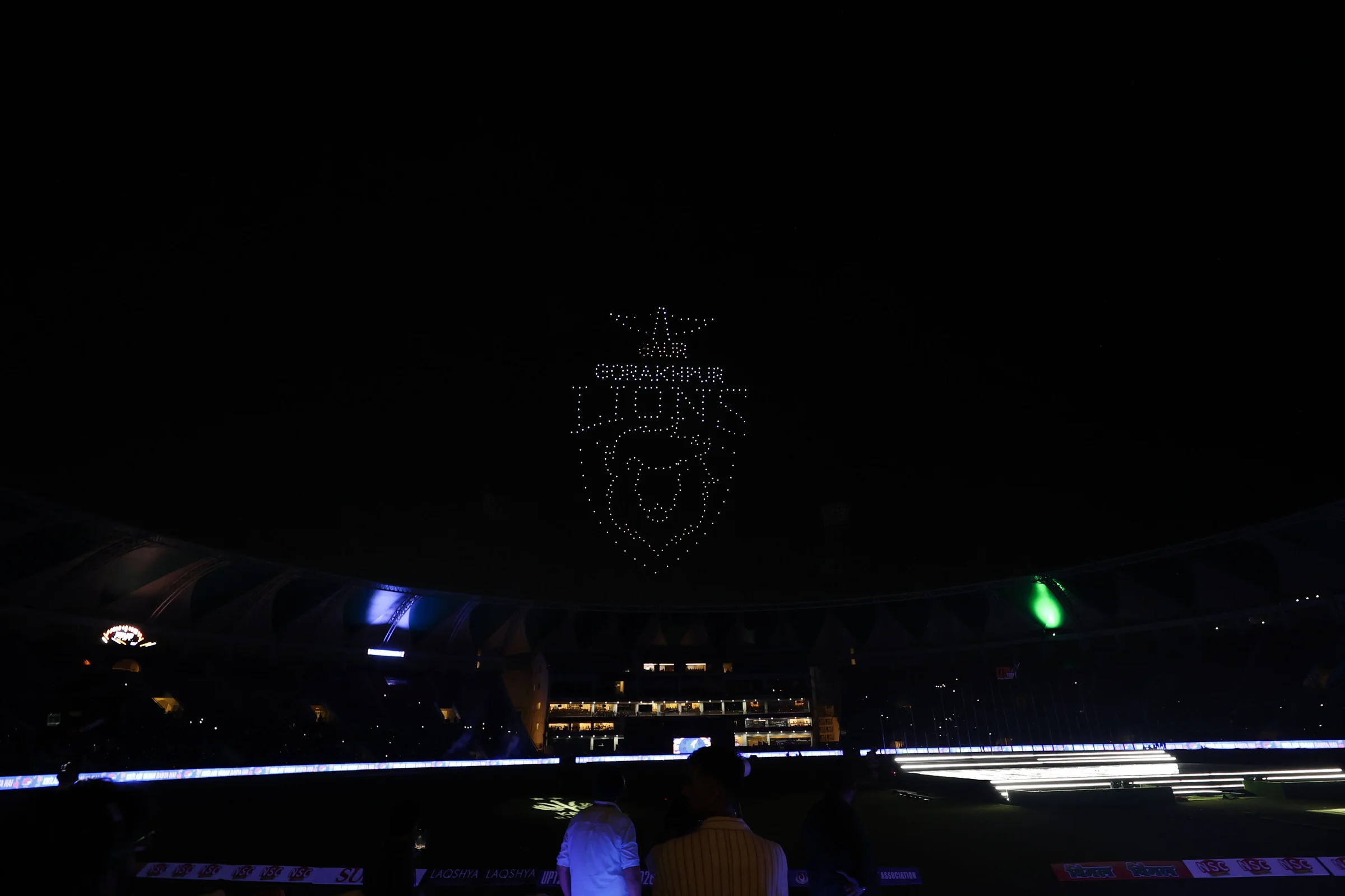 Drone show during the UPT20 League Season 4 grand opening ceremony and live concert on 14 August 2026 at Bharat Ratna Shri Atal Bihari Vajpayee Ekana Cricket Stadium, Lucknow, Uttar Pradesh, India. Photos by: Tamal Das / aceimages.in for UPT20