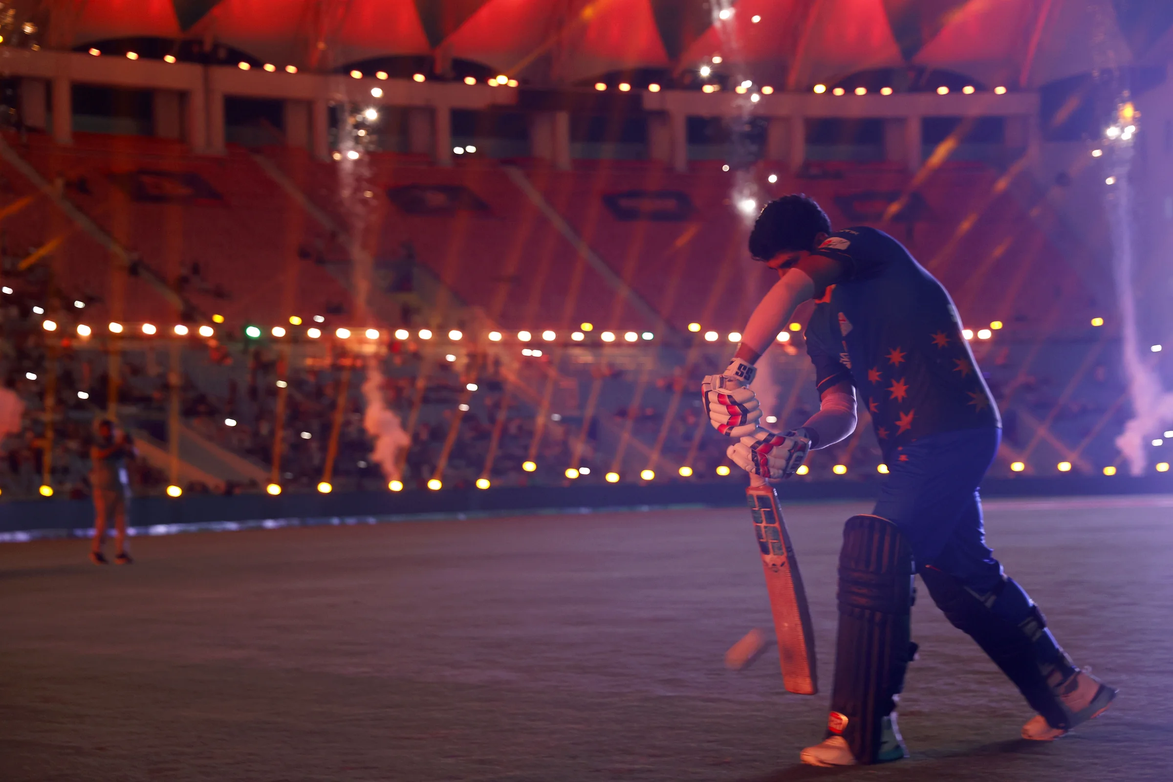 Swastik Chikara of Meerut Mavericks during the UPT20 League 2026 Season 4 opening clash between Kashi Rudras and defending champions Meerut Mavericks at Bharat Ratna Shri Atal Bihari Vajpayee Ekana Cricket Stadium, Lucknow, Uttar Pradesh, India, intense evening T20 action lights up Match 1 of the tournament.Photos by: Tamal Das / aceimages.in for UPT20